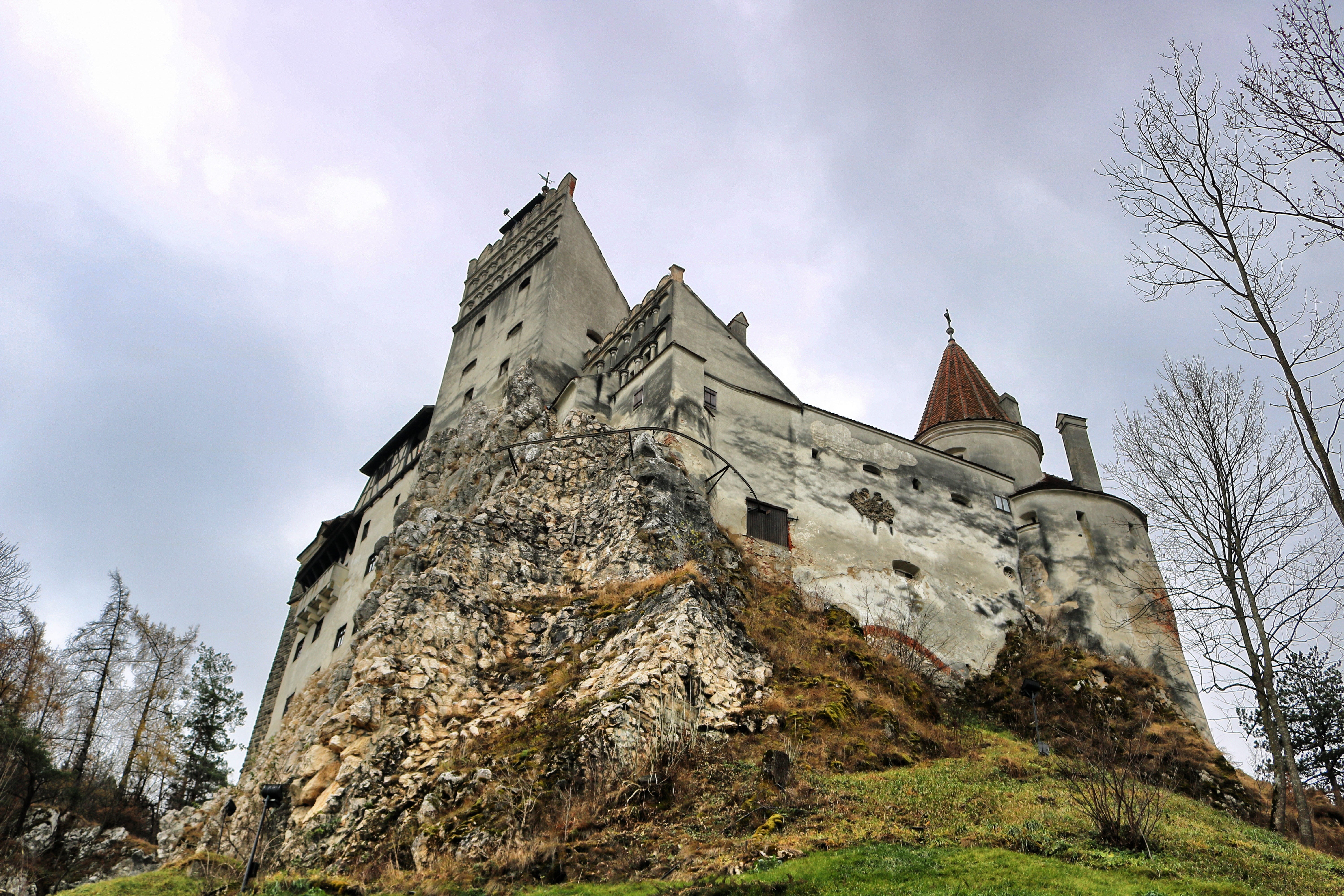sky, transylvania, europe, castle, religion, belief, building, travel, autumn, built structure, history, place of worship, no people, building exterior, HD Wallpaper