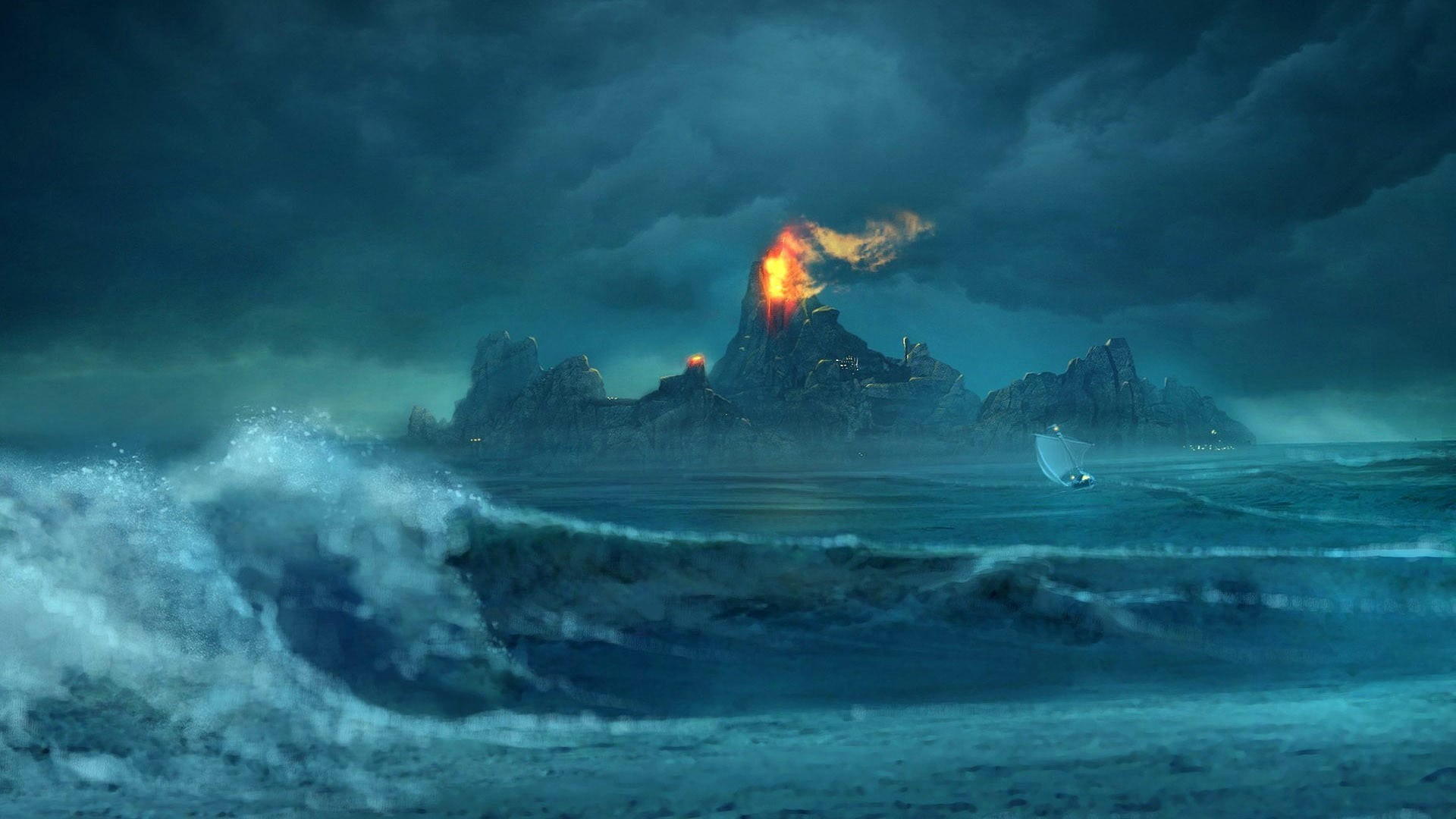 1080P, nature, movie, communication, smoke - physical structure, island, heat - temperature, environment, sea, fire, sign, accidents and disasters, water, HD Wallpaper