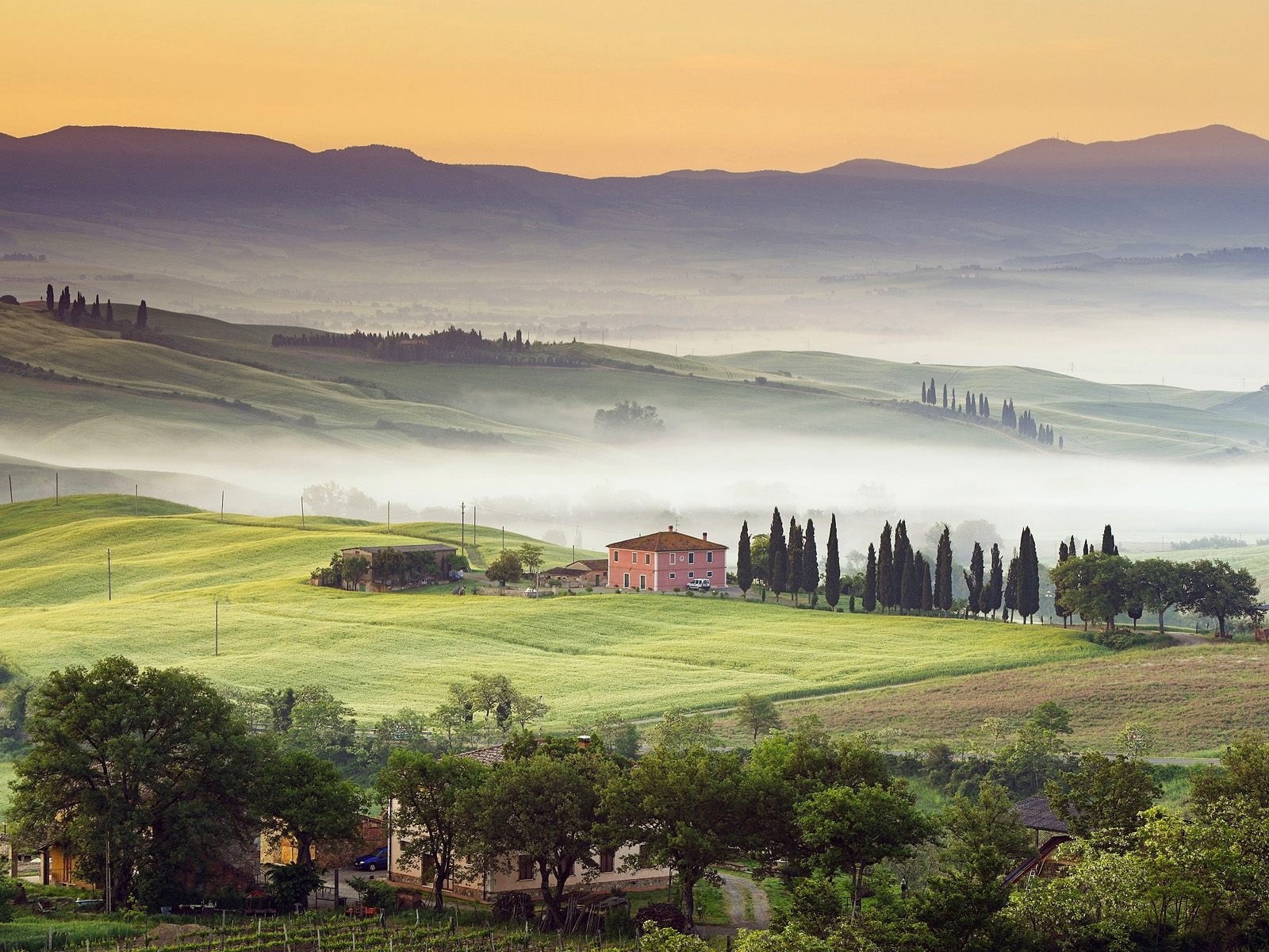 home, summer, mountains, field, non-Urban Scene, landscape, tranquil Scene, agriculture, scenics - nature, autumn, nature, fog, italian Culture, idyllic, HD Wallpaper