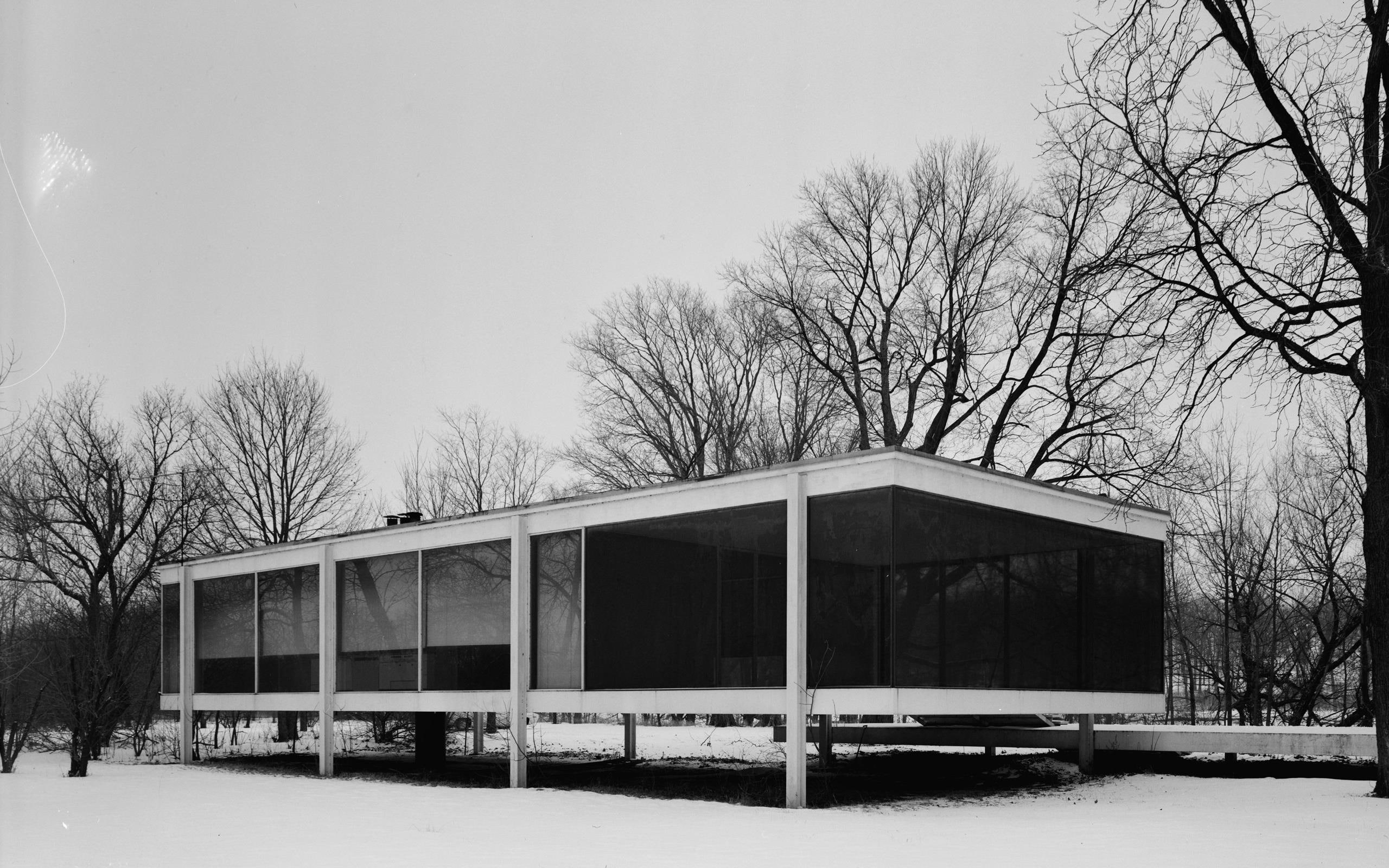 farnsworth, mies, farmhouse, house, architecture, van, houses, der, rohe, 2K, HD Wallpaper