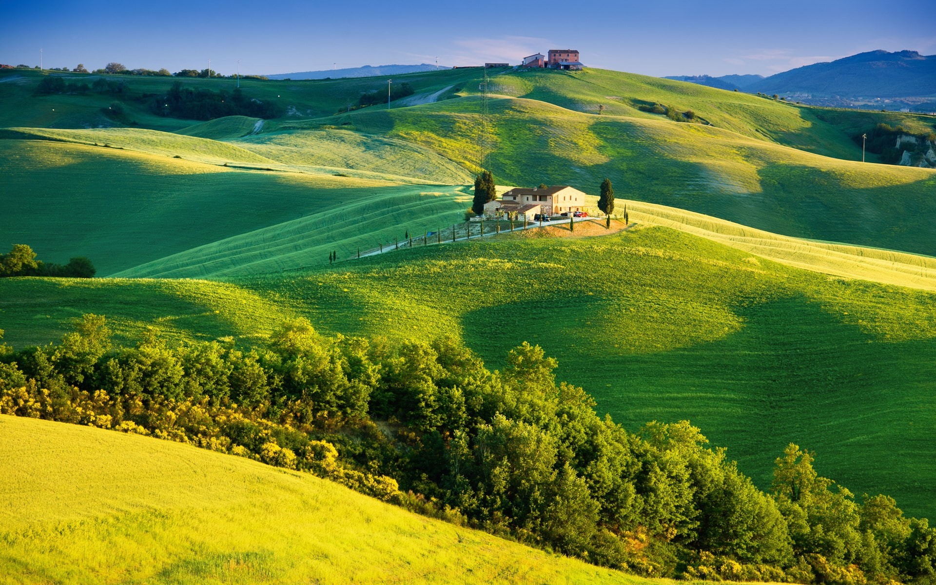 mountain, plant, tree, tranquil scene, scenics - nature, land, nature, agriculture, tranquility, green color, field, no people, 1080P, environment, landscape, HD Wallpaper