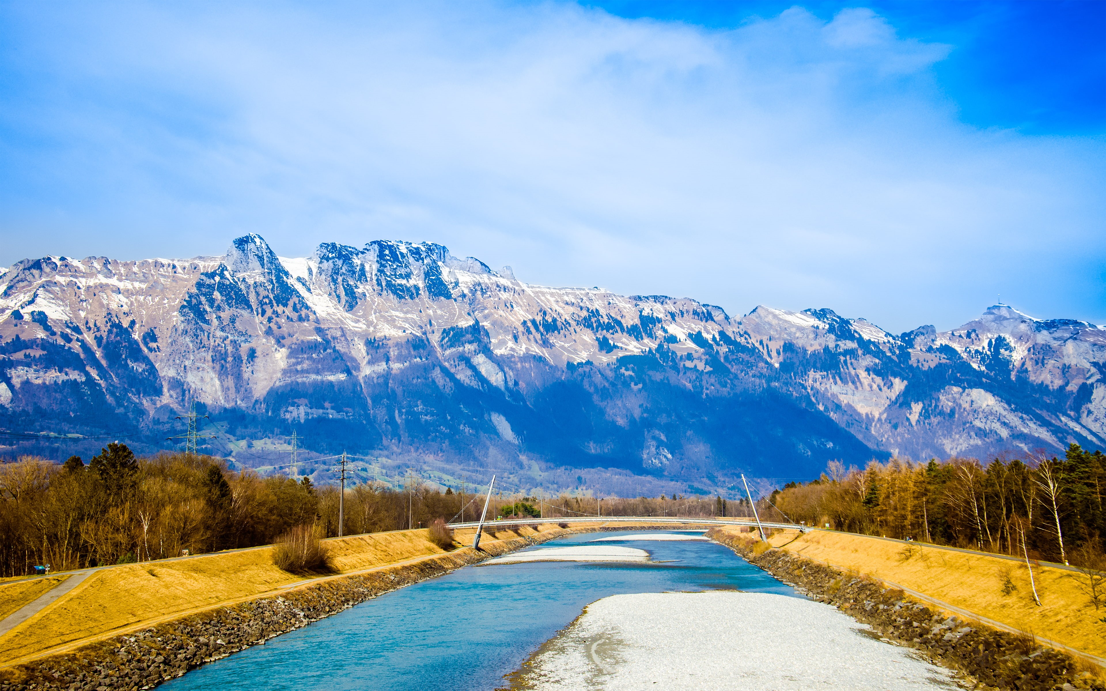 4K, water, mountains, bridges, mountain, austria, outdoors, winter, environment, tranquility, non-urban scene, der, schweiz, scenics - nature, switzerland, HD Wallpaper