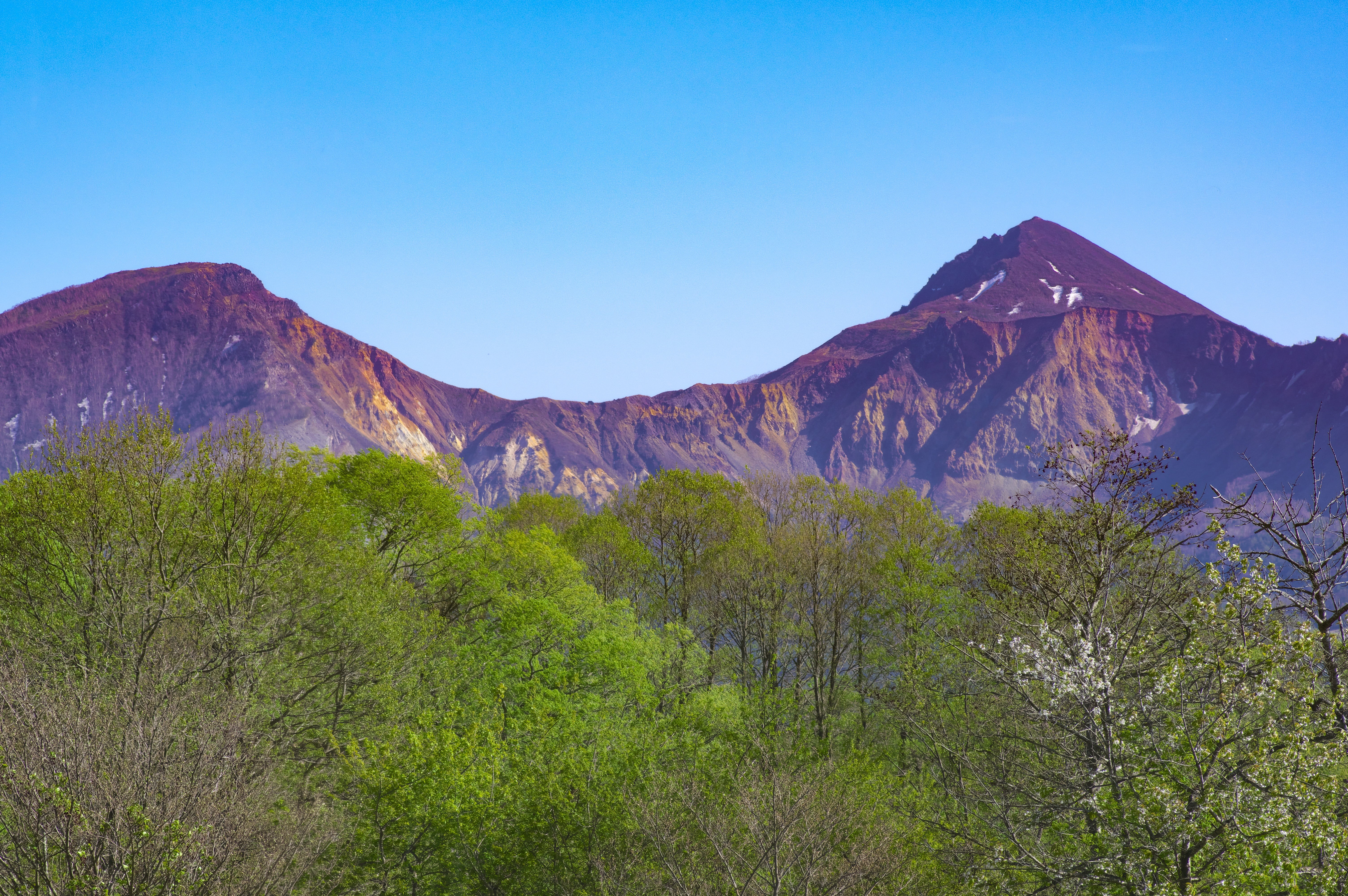 no people, scenics - nature, mount bandai, non-urban scene, plant, clear sky, landscape, land, environment, fukushima, caldera, travel destinations, tree, HD Wallpaper