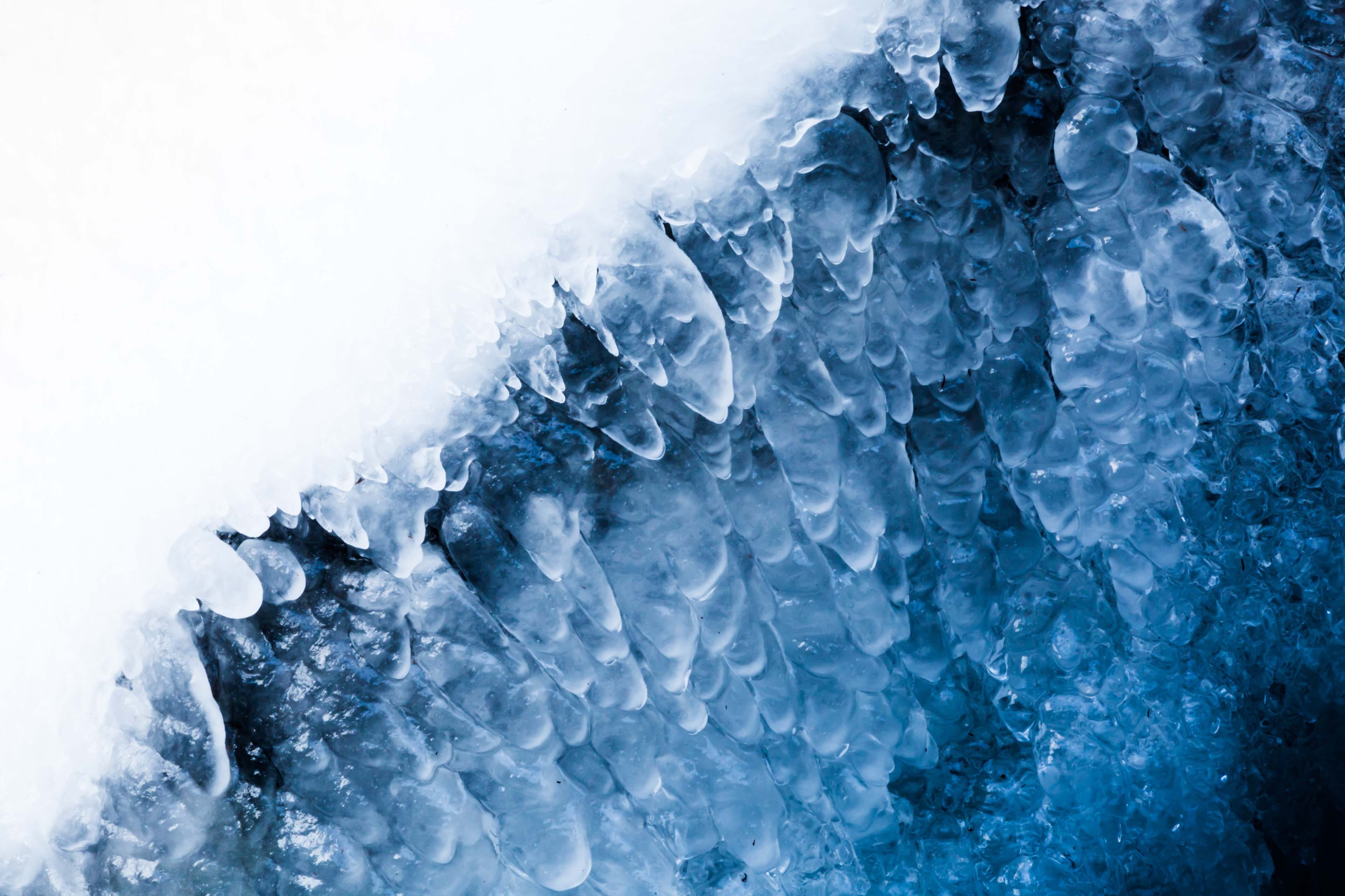 no people, close-up, blue, pattern, fukushima prefecture, snow, melting, mineral, water, textured, waterfall, beauty in nature, crystal, 4K, abstract backgrounds, HD Wallpaper
