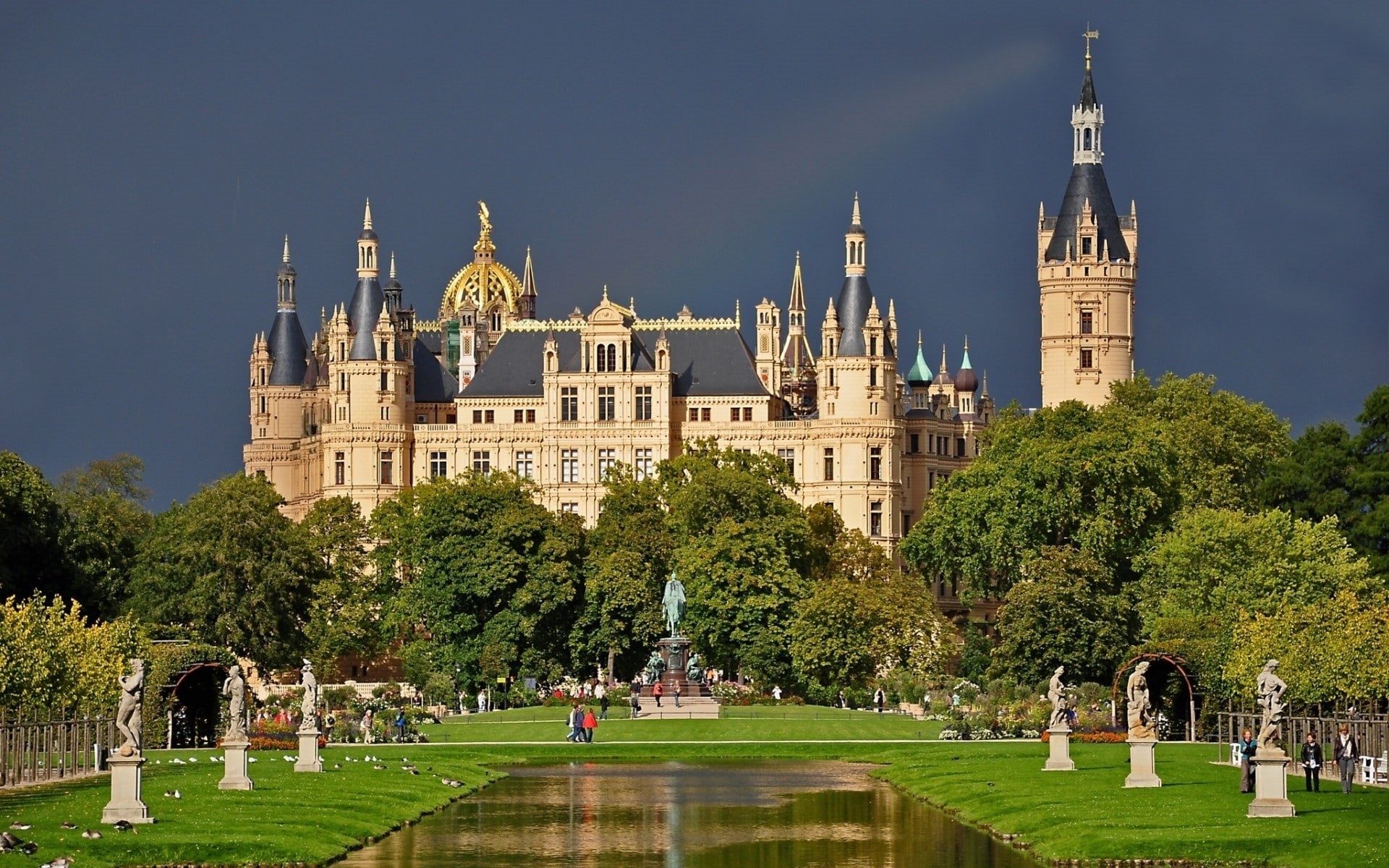 1080P, castle, landscape, schwerin, Schwerin Castle, germany, HD Wallpaper