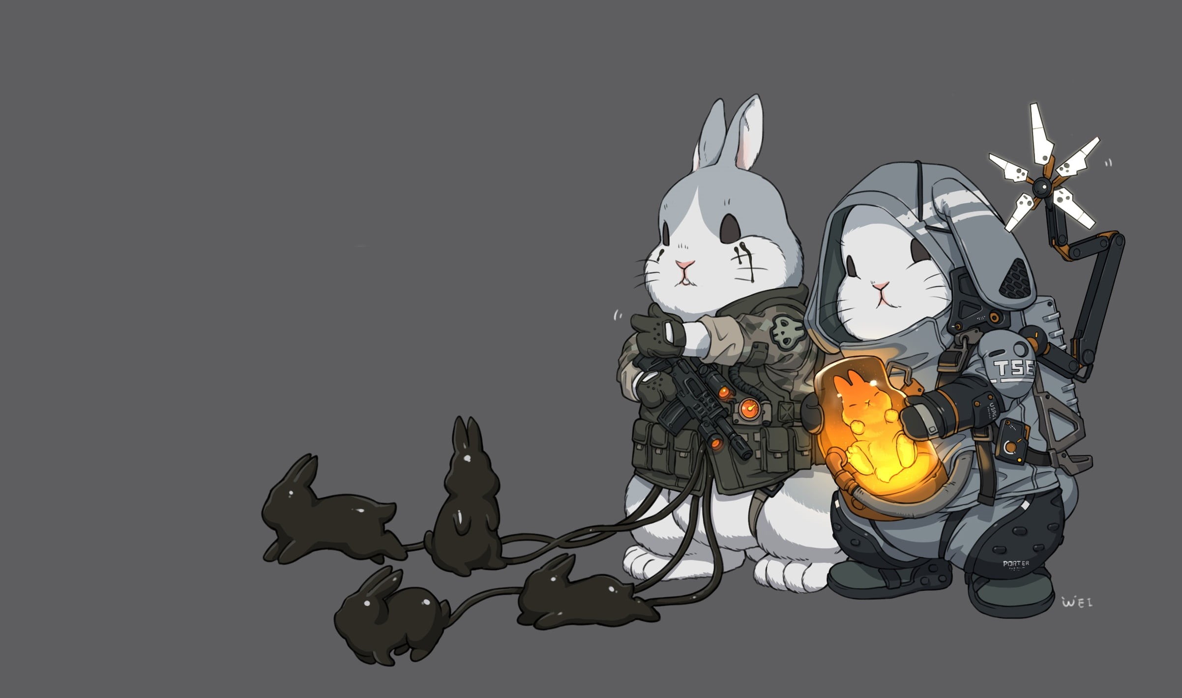 Comic Art, Baby bunny!, Art, Ren Wei Pan, Death Stranding, Bunnies, 1080P, HD Wallpaper