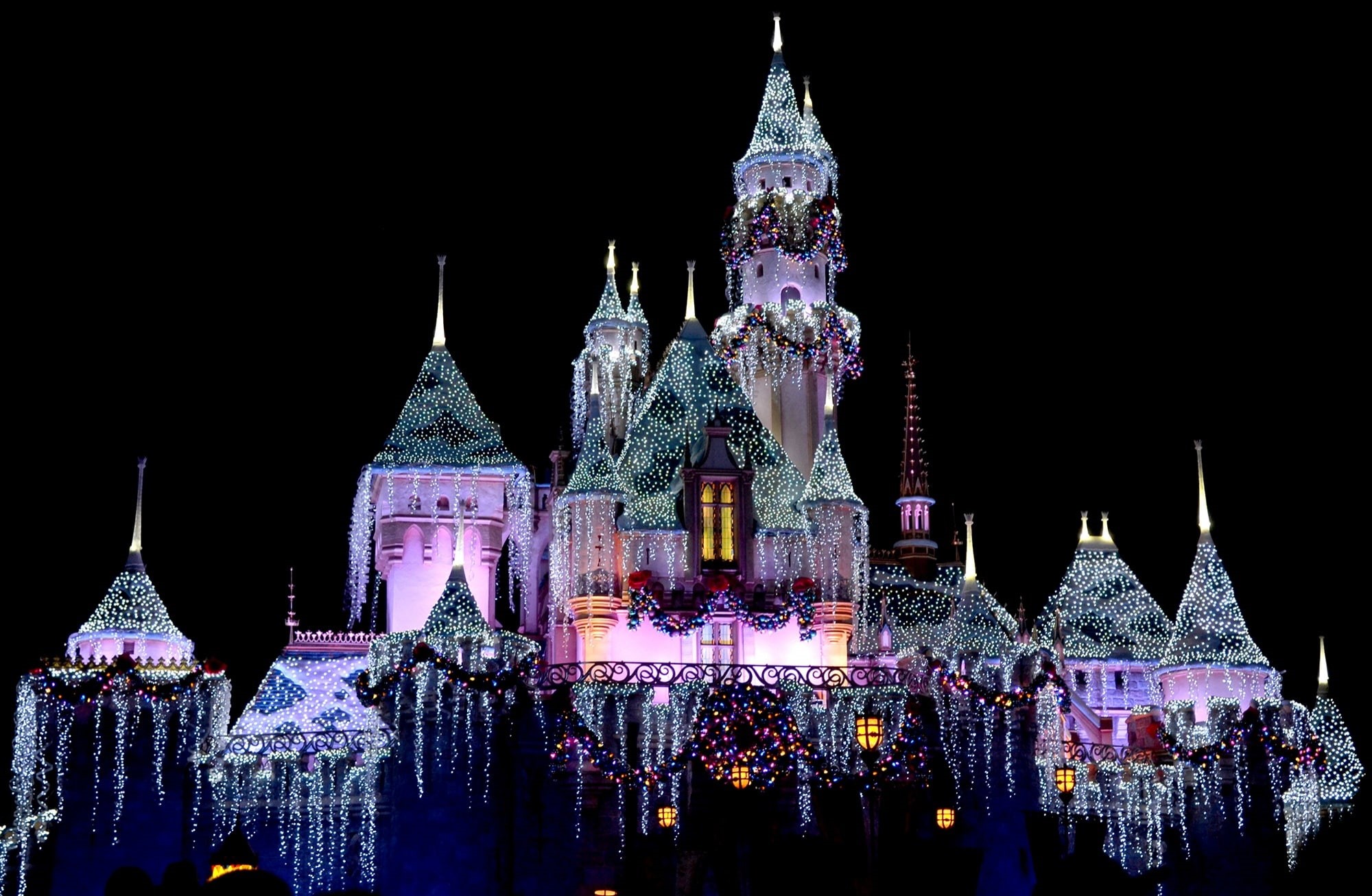 christmas, sleepingbeauty, holidays, night, winter, no people, sleeping, decoration, illuminated, building, travel destinations, sky, walt, celebration, HD Wallpaper