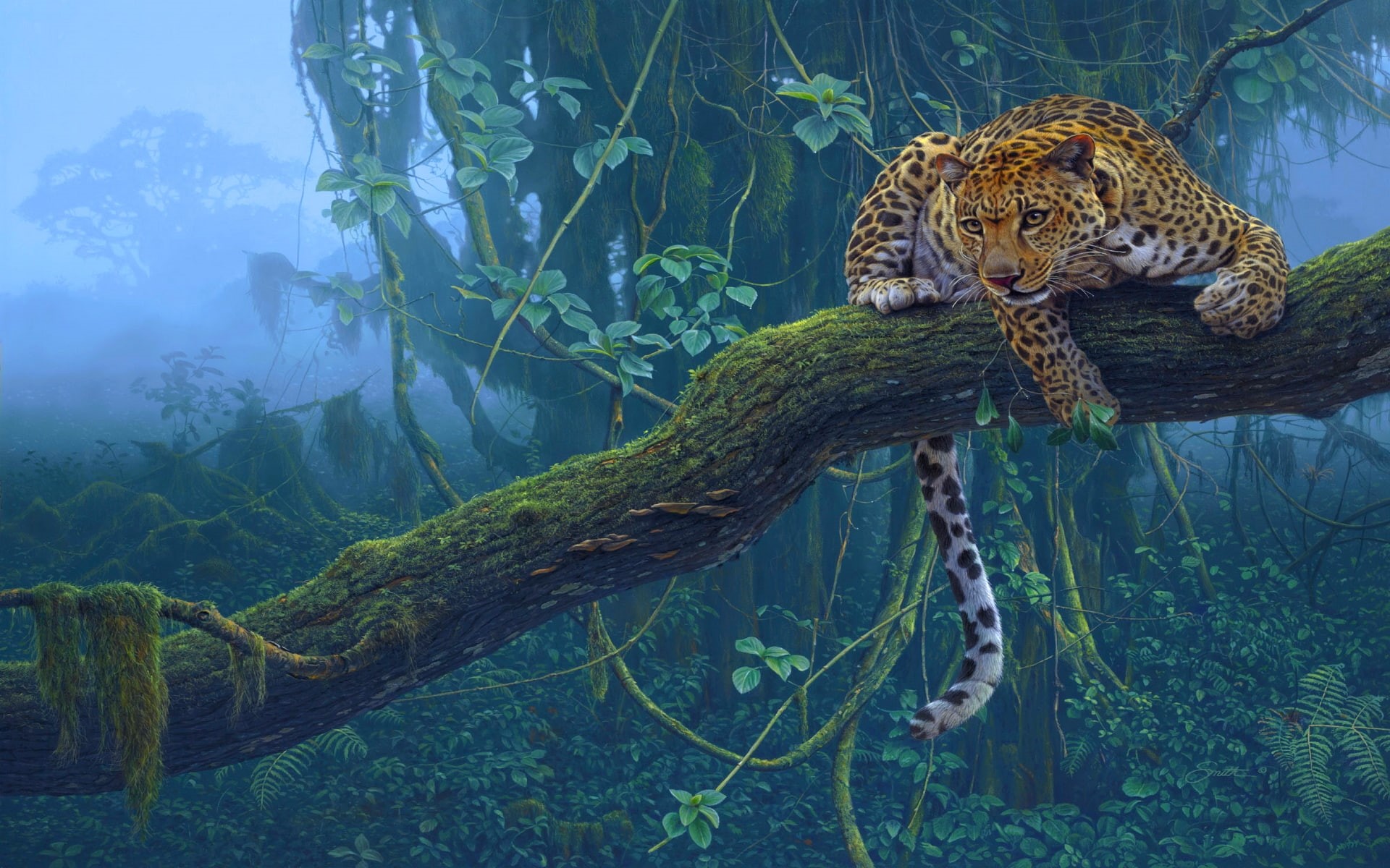 1080P, animals, drawing, leopard, jungle, hd, tree, HD Wallpaper