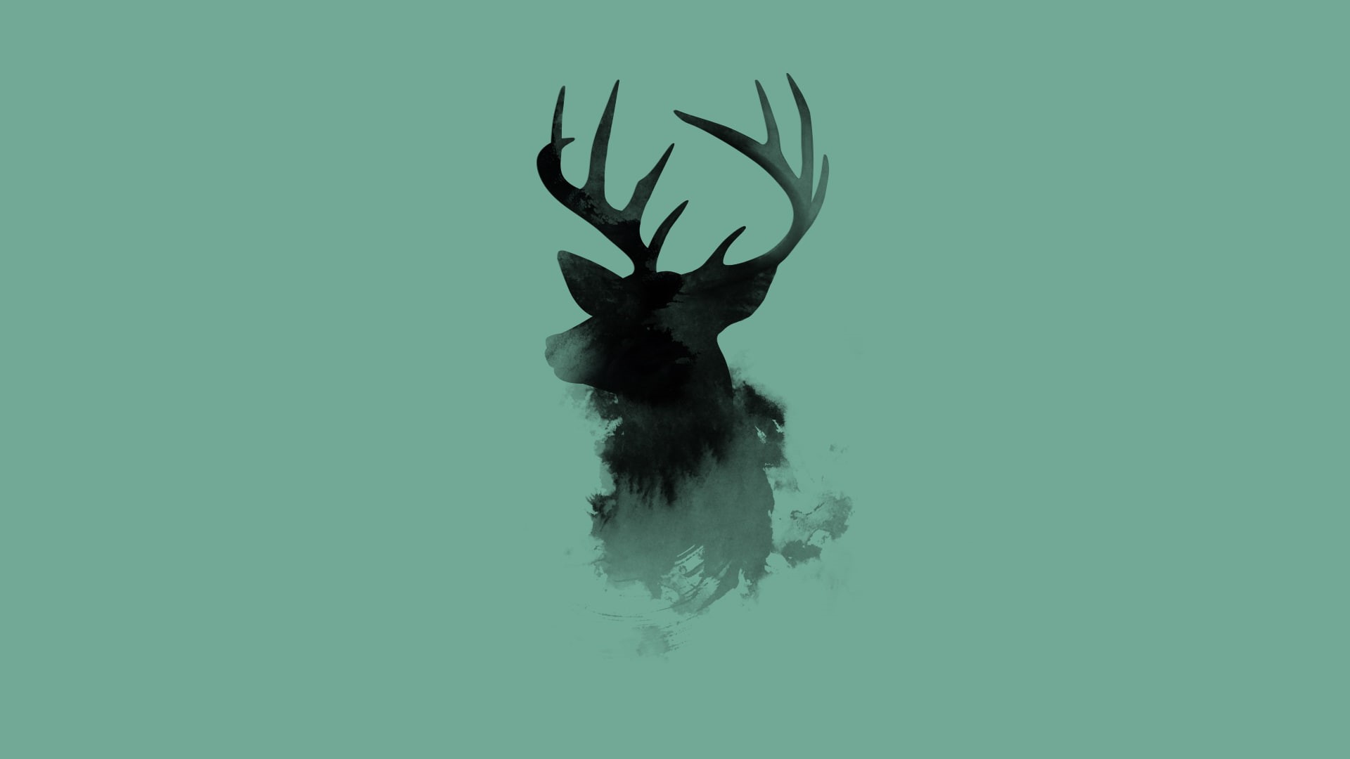 digital/artwork, hd, 1080P, deer, drawing, green, HD Wallpaper