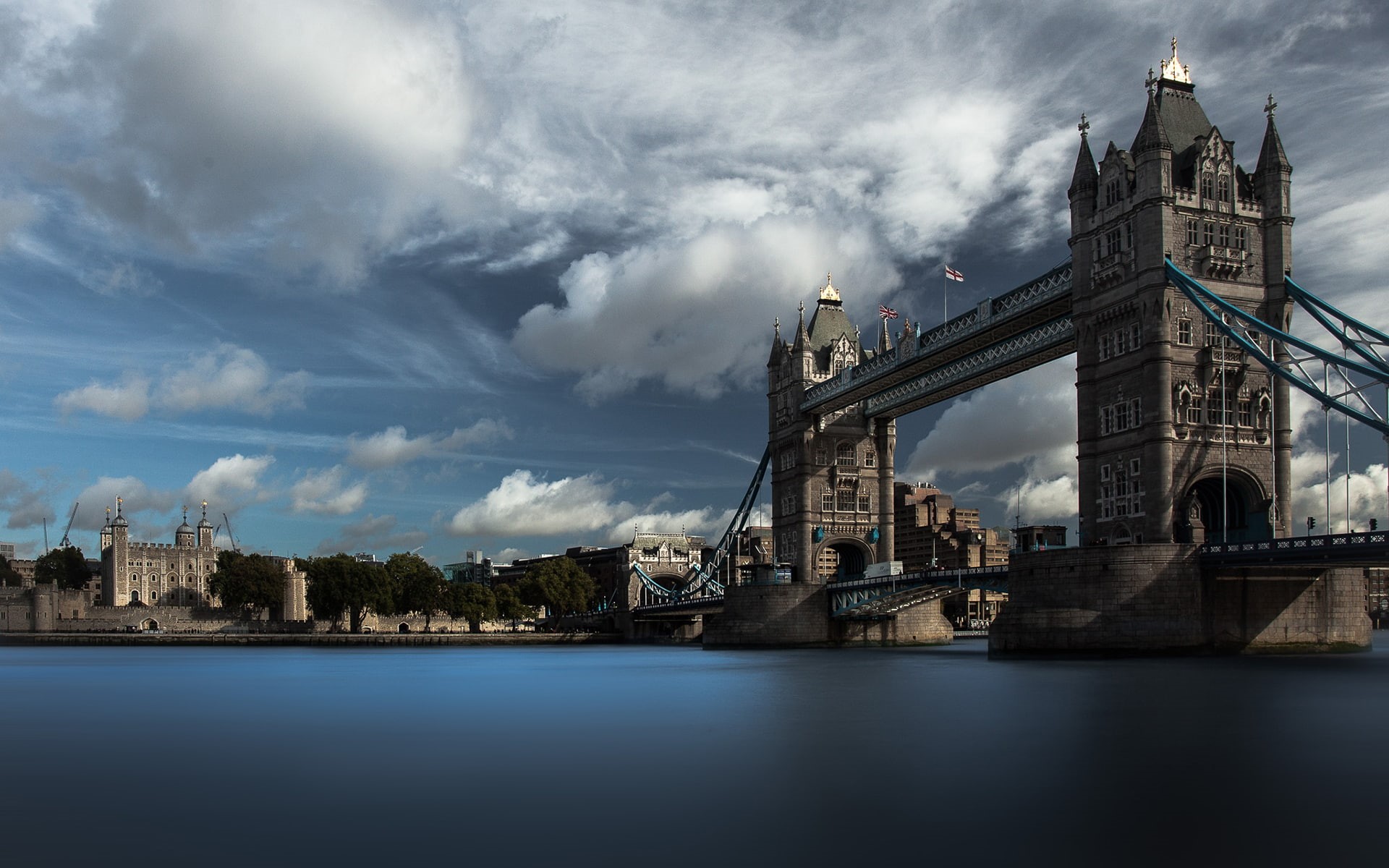 1080P, river, hd, clouds, architecture, london, bridge, tower, HD Wallpaper