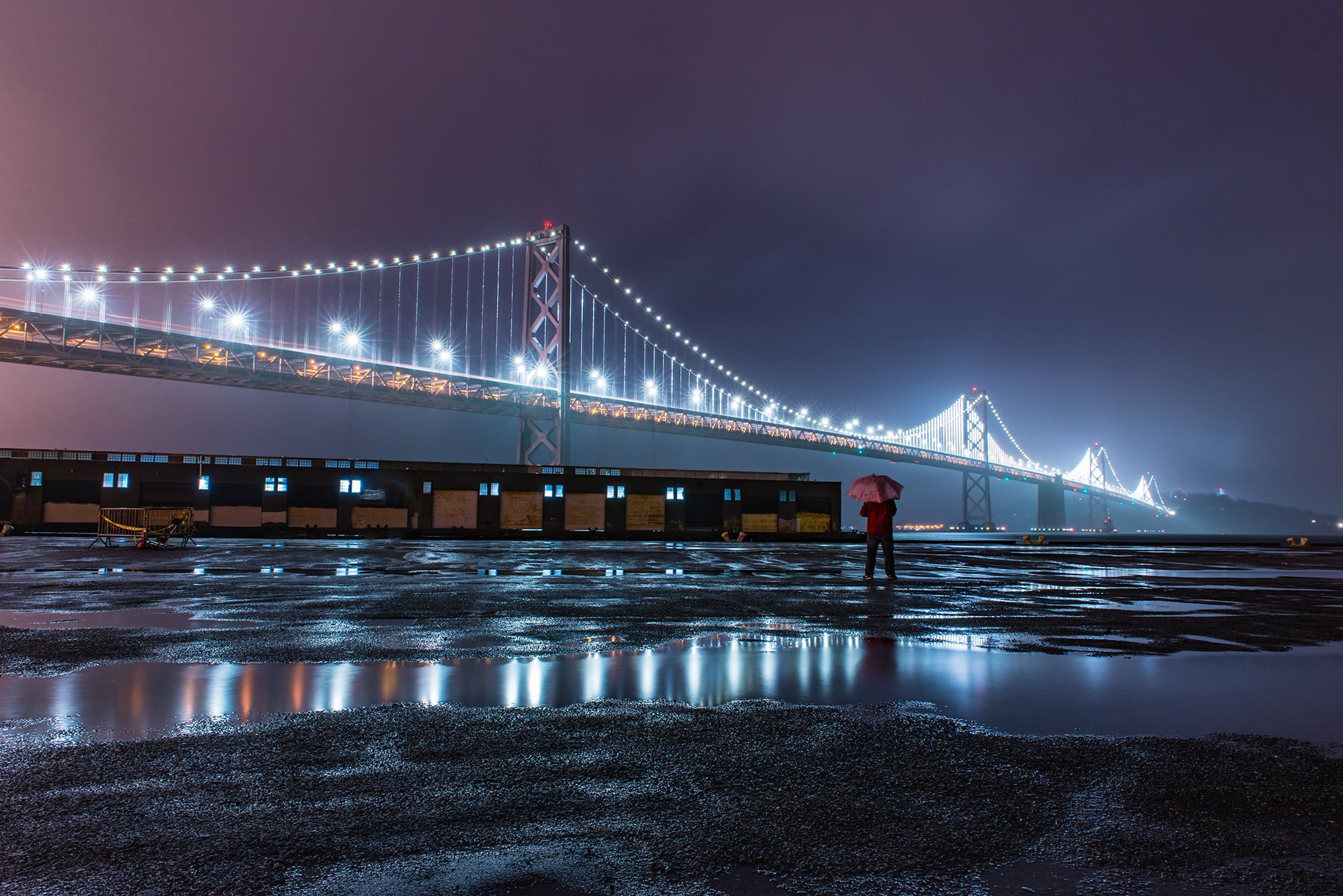 bridge - Man Made Structure, wet, Bay Bridge, architecture, night, Bay Area, 1080P, morning, uSA, San Francisco, water, river, bridge, photo, selfie, body of water, HD Wallpaper