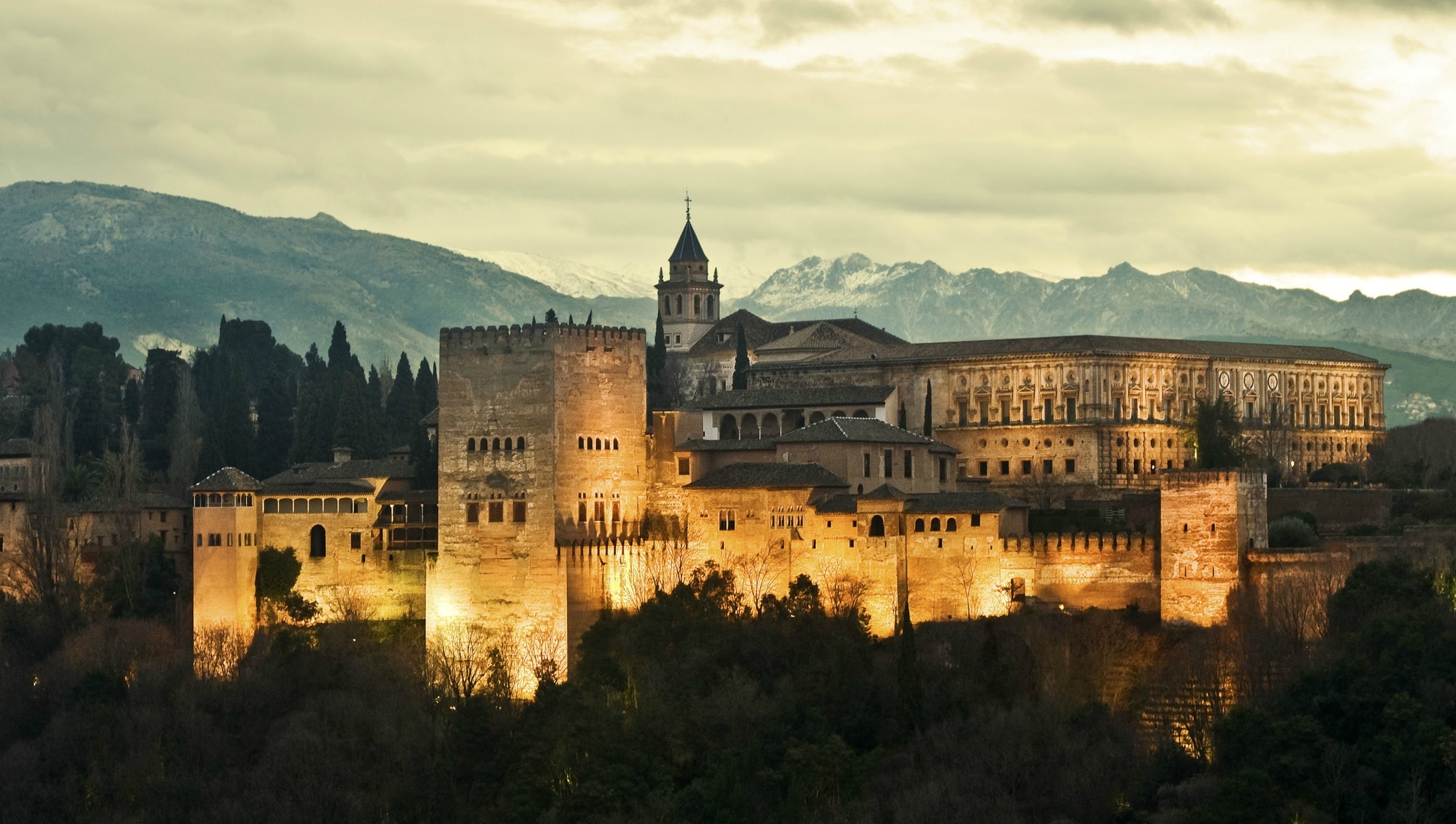 fortress, Granada, Alhambra, Spain, 2K, HD Wallpaper