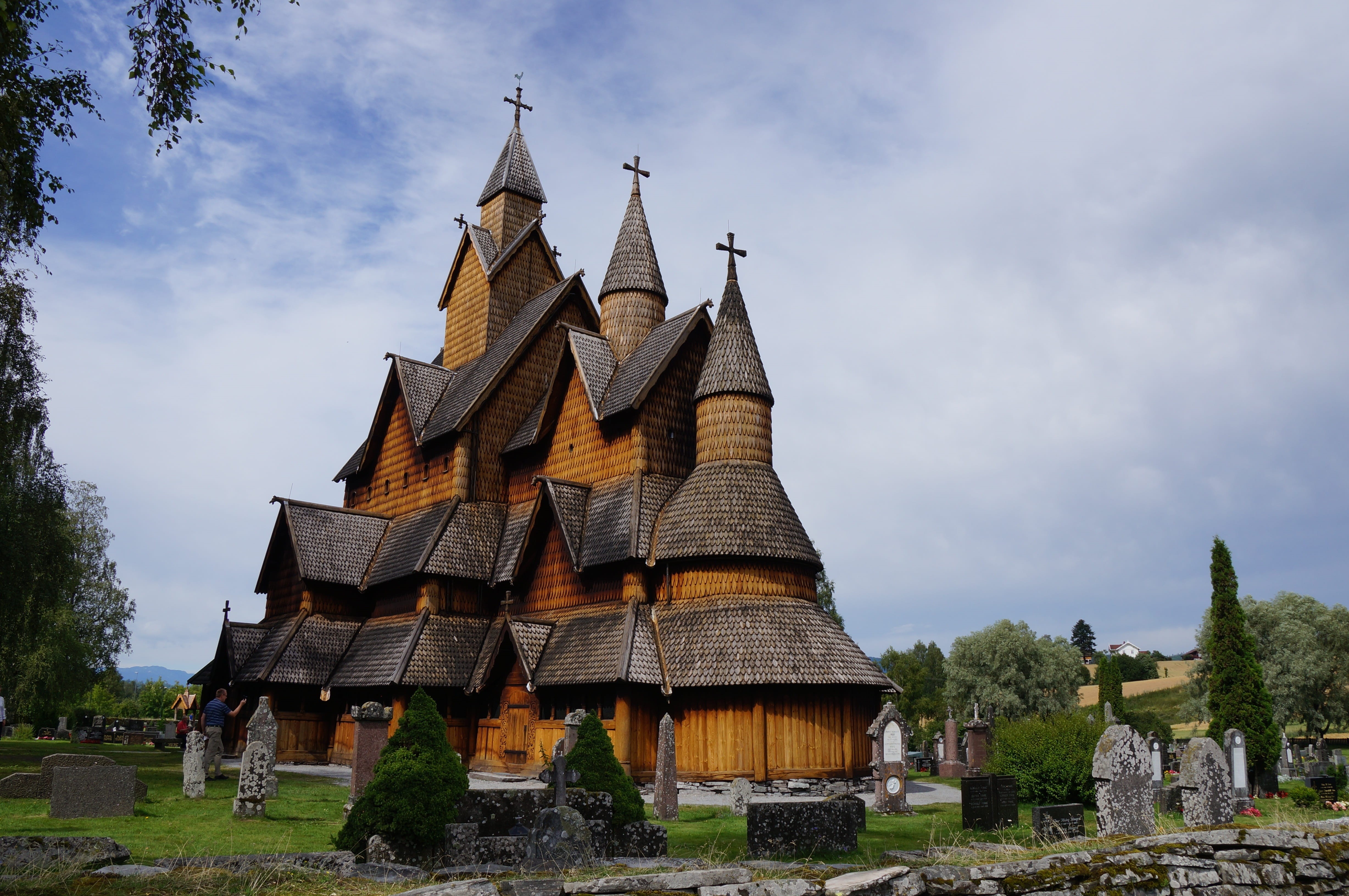 spire, architecture, belief, day, building, the past, stave church heddal, plant, ancient, roof, building Exterior, religion, gigantic, famous Place, stave, HD Wallpaper
