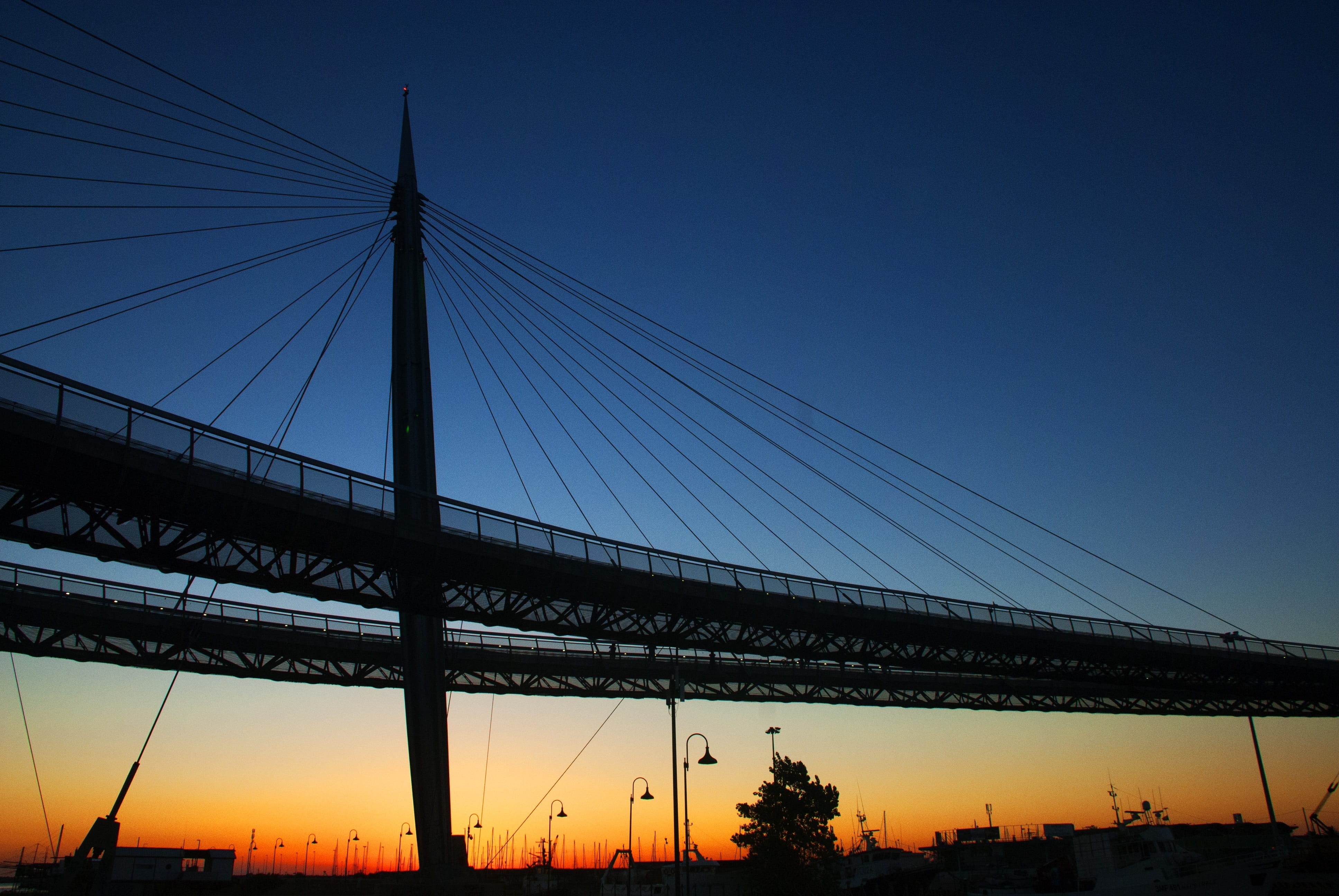 sky, bridge - man made structure, city, built structure, connection, clear sky, Pescara, engineering, low angle view, architecture, Italy, Abruzzo, nature, HD Wallpaper