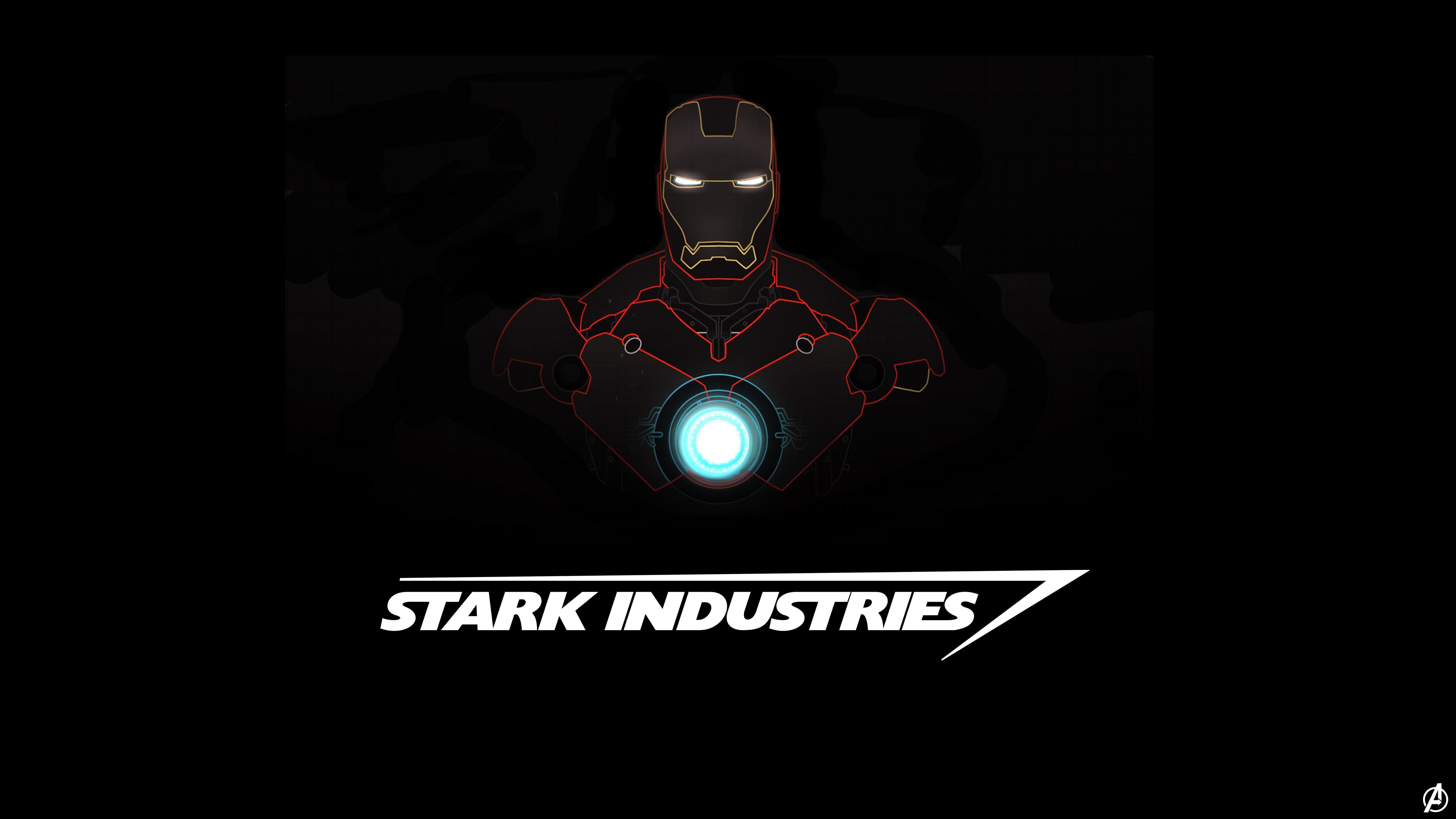 5K, Stark Industries, HD, Dark, Iron Man, Minimal, 5K, HD Wallpaper