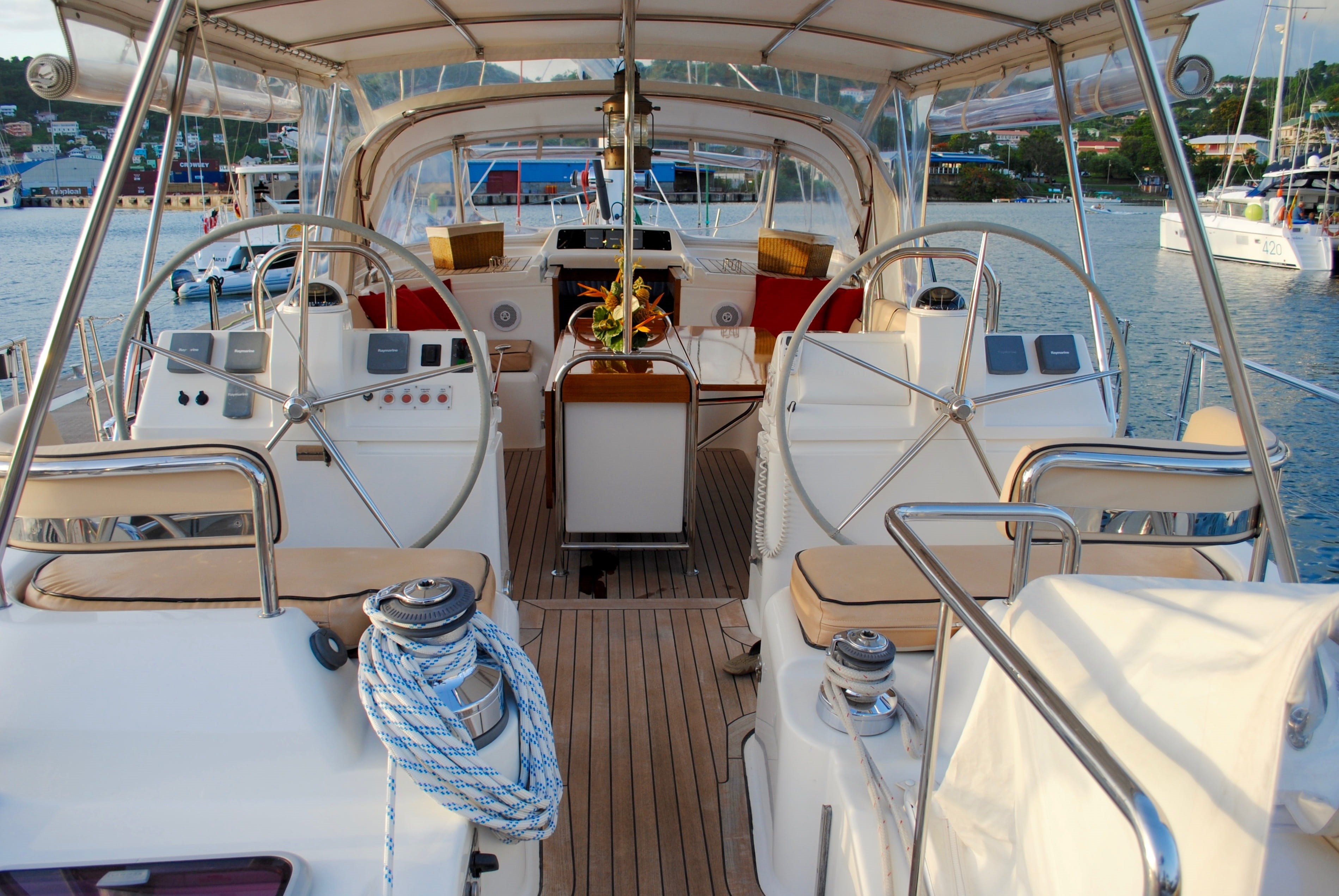 summer, 2K, vehicle seat, gear, wheel, cruise, grenada, cockpit, vessel, yacht, hatch, tropical, mode of transportation, in a row, vacation, powerboat, HD Wallpaper