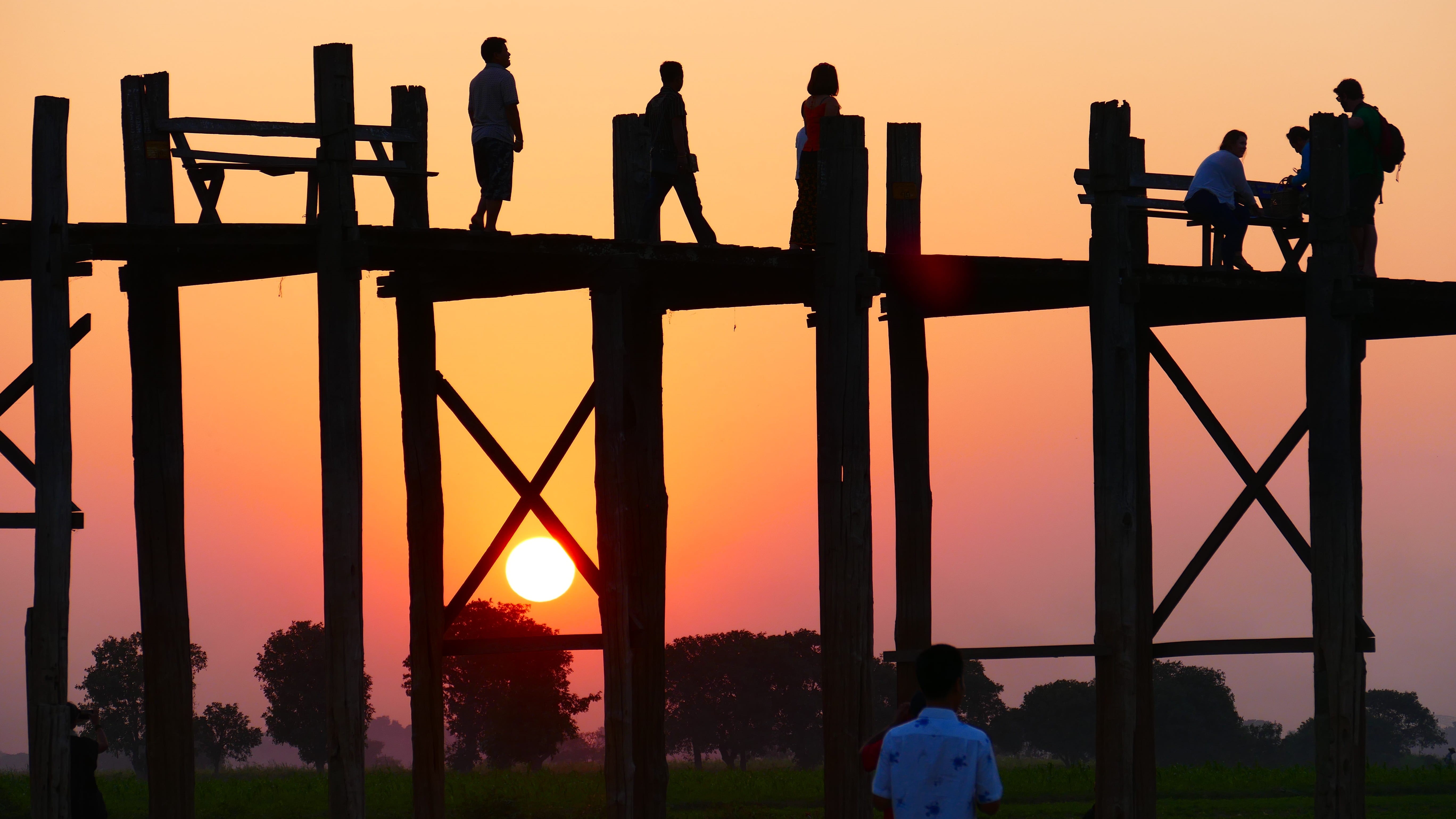 orange color, roma table, burma, personal, architecture, shadow, lifestyles, beauty in nature, 5K, bridge, nature, mood, adult, silhouette, old, real people, HD Wallpaper