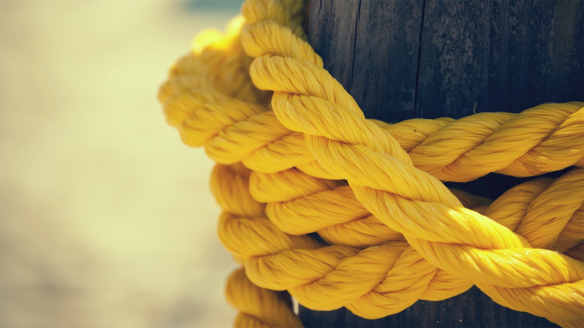 still life, nature, connection, safety, focus on foreground, security, tied knot, twisted, ropes, 1080P, outdoors, day, wooden post, no people, detail, HD Wallpaper