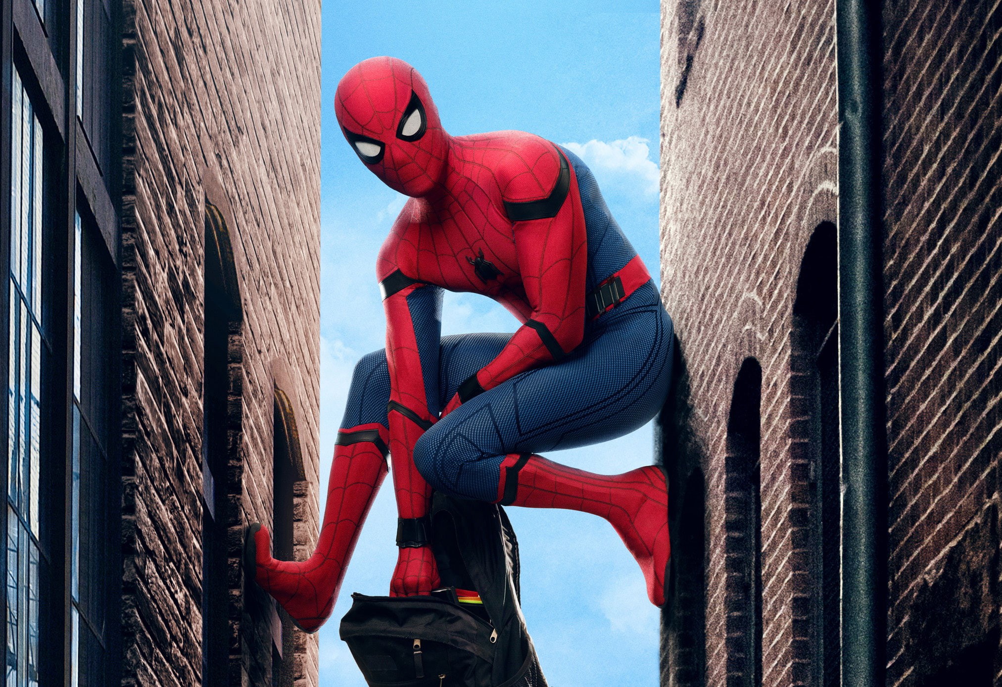 one person, 1080P, clothing, textile, real people, working, building exterior, spiderman, occupation, sky, full length, built structure, architecture, HD Wallpaper