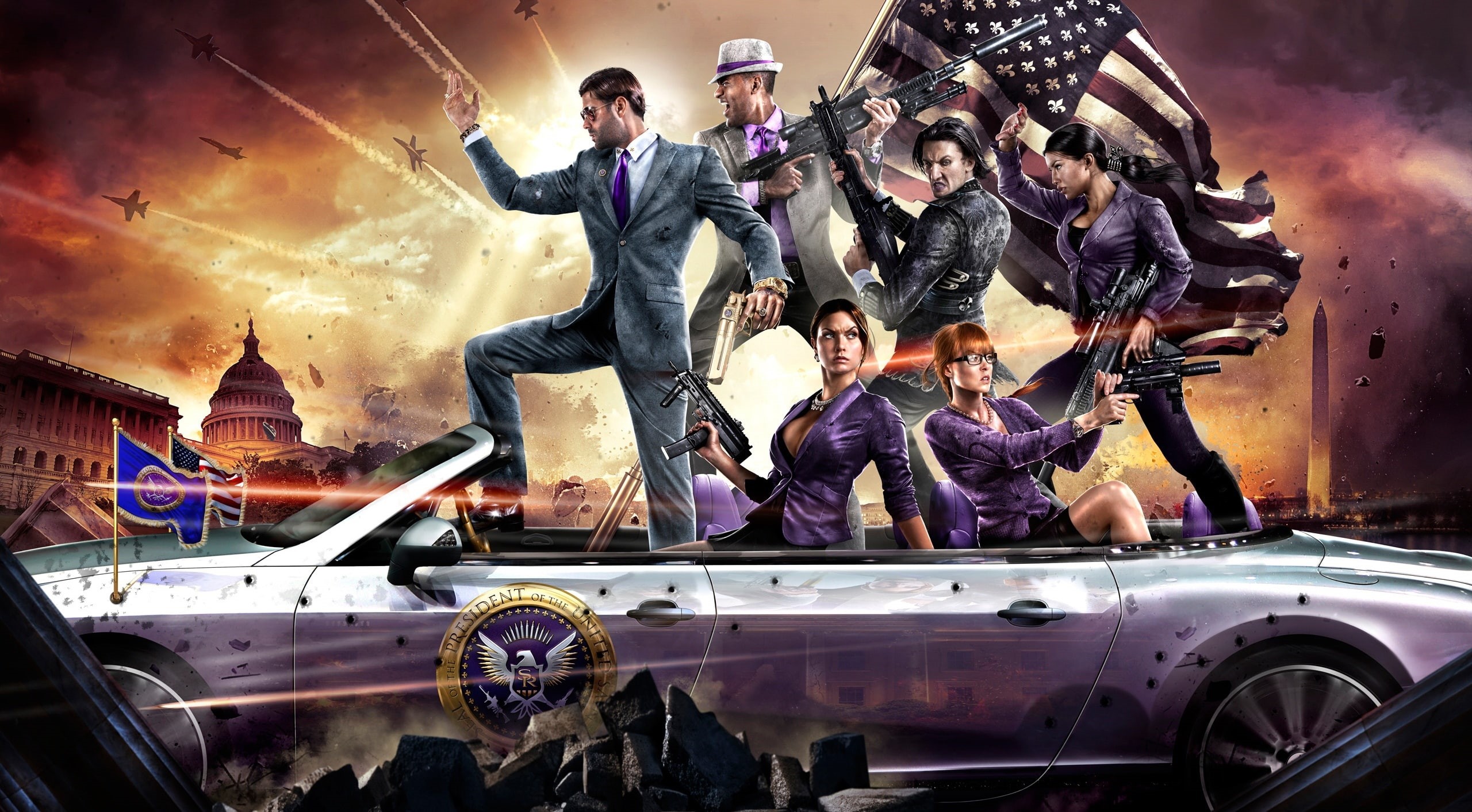 2013, group of people, video games, digital, occupation, car, crowd, night, males, iv, row, standing, men, saints row 4, adult, young men, real people, HD Wallpaper