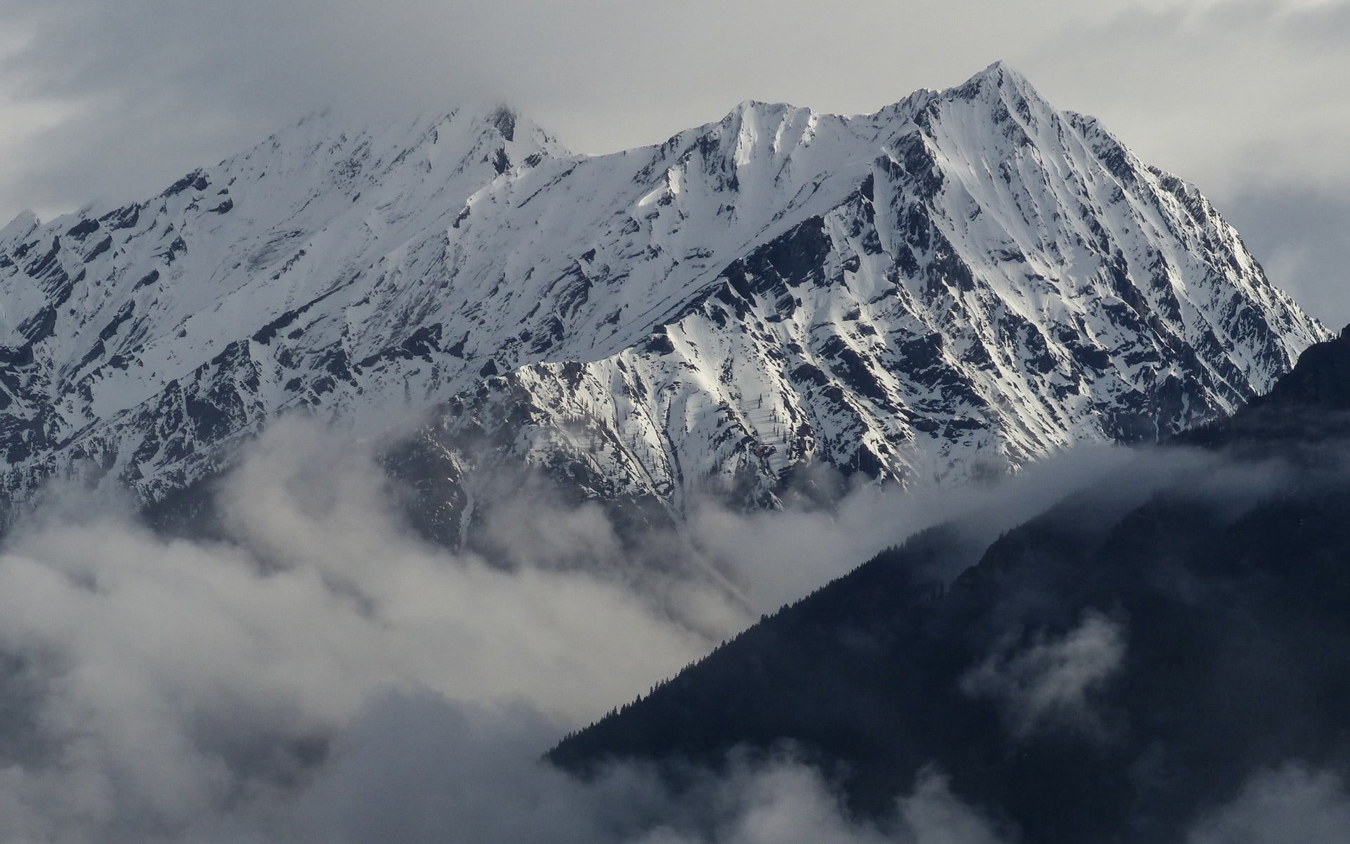 sky, mountain, clouds, snow, beauty in nature, mountains, mountain range, tranquil scene, no people, outdoors, snowcapped mountain, cold temperature, cloud - sky, HD Wallpaper