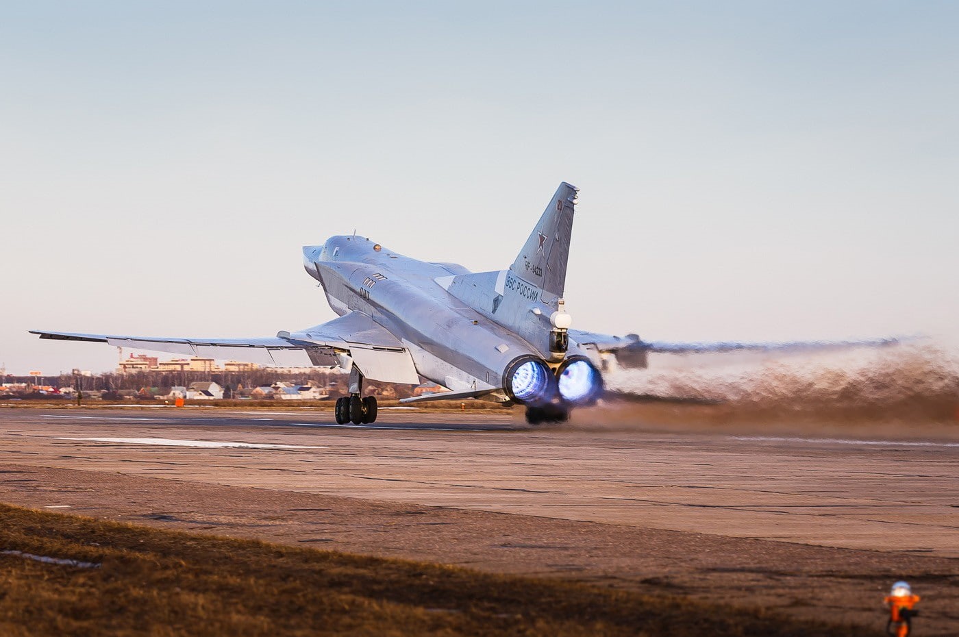 airplane, Russian Air Force, sky, day, no people, military, on the move, airport, single object, nature, motion, air vehicle, travel, Tupolev Tu-22M3, airport runway, HD Wallpaper