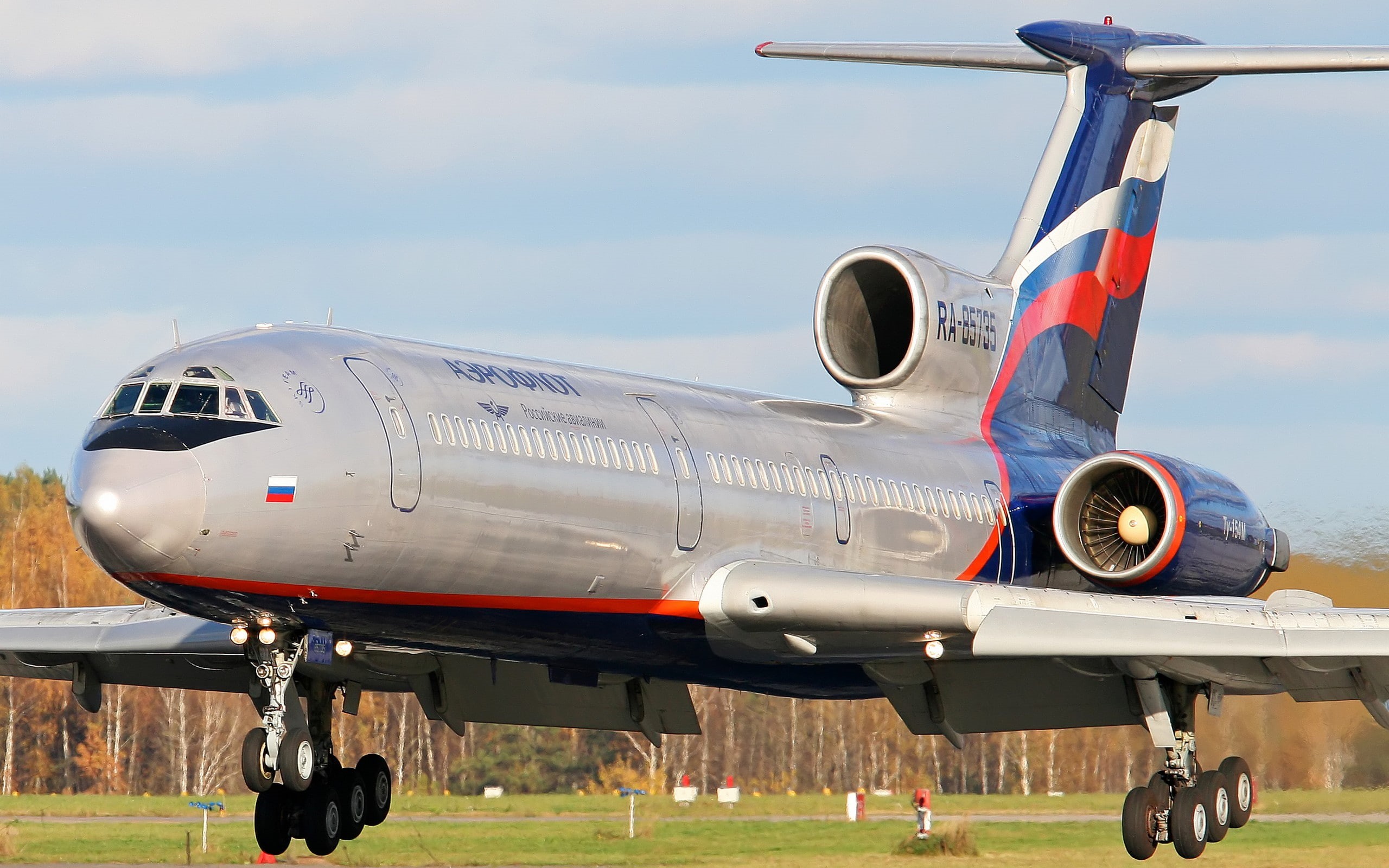 air vehicle, aerospace industry, passenger aircraft, day, cloud - sky, aircraft wing, travel, wheel, no people, private airplane, Tupolev Tu-154, nature, HD Wallpaper