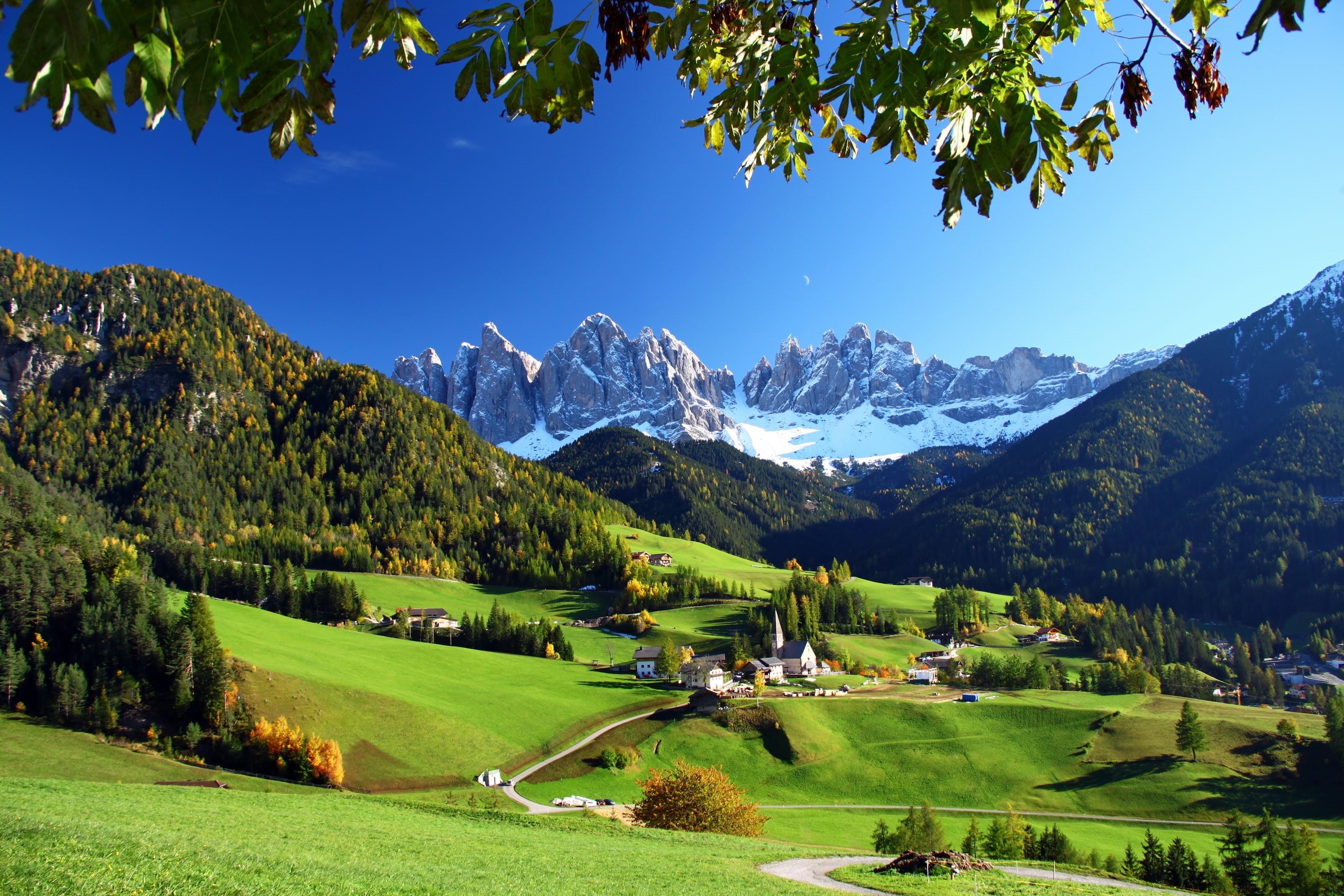 nature, mountains, italy, funes, grasslands, scenery, 2K, HD Wallpaper