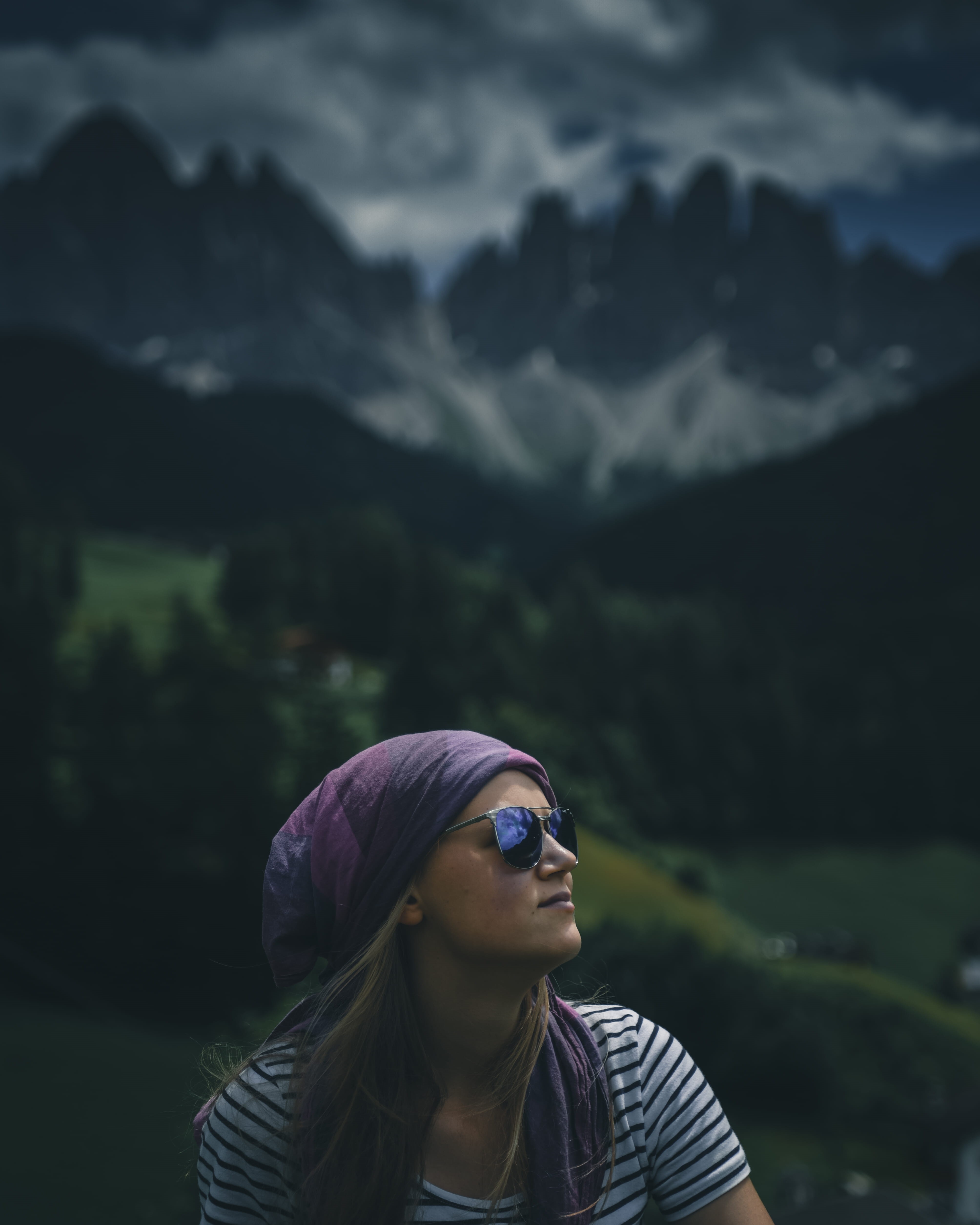 landscape, sky, accessories, women, human, lifestyles, adult, non-urban scene, mountain, coat, person, young adult, young women, real people, female, sunglasses, Phone HD Wallpaper