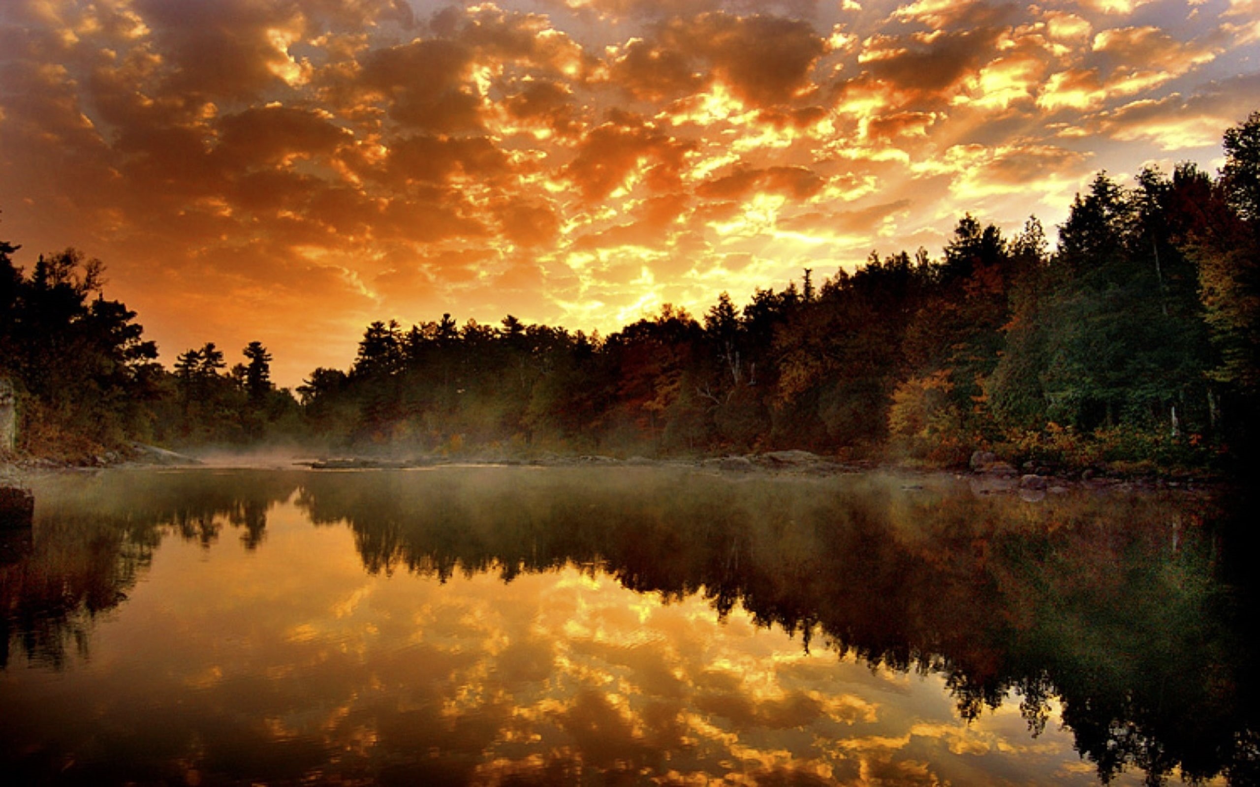 autumn, nature, 2K, lake, water, desktop, hd, reflected, HD Wallpaper