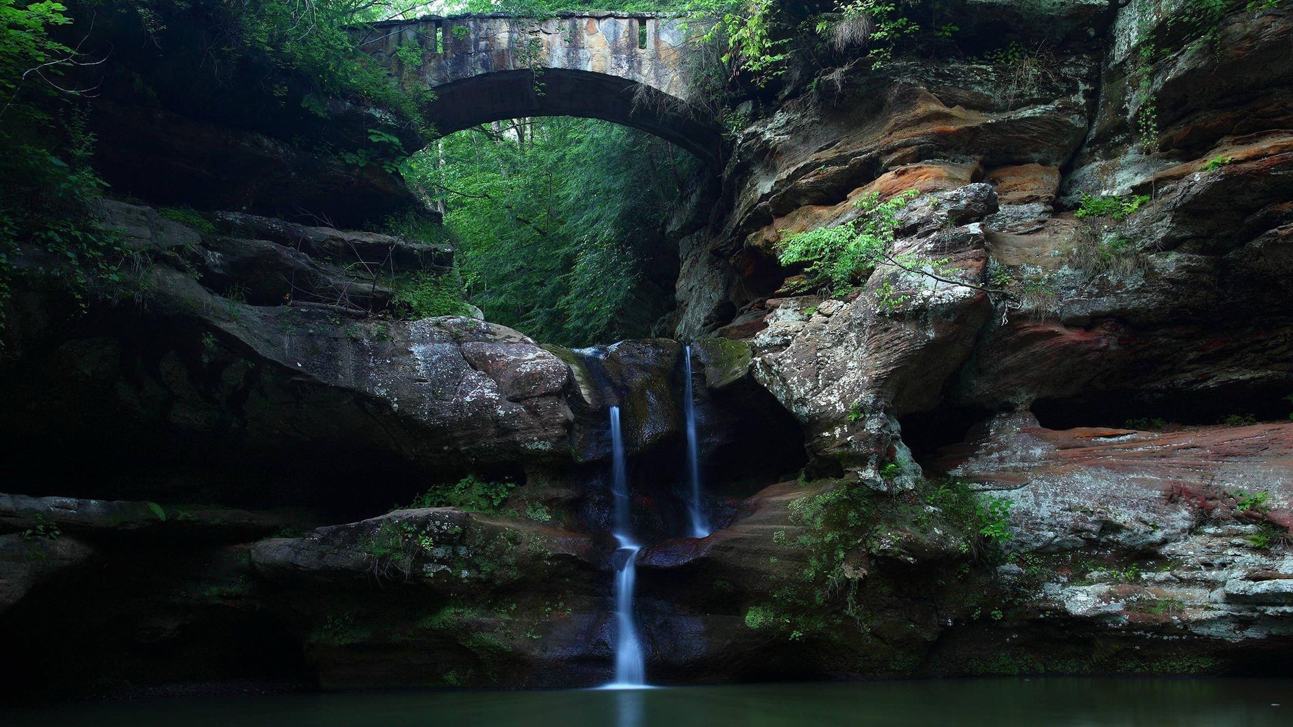 nature beauty desktop hd images 2560x1440, tranquility, flowing water, rock - object, solid, 2K, tranquil scene, power in nature, beauty in nature, formation, HD Wallpaper