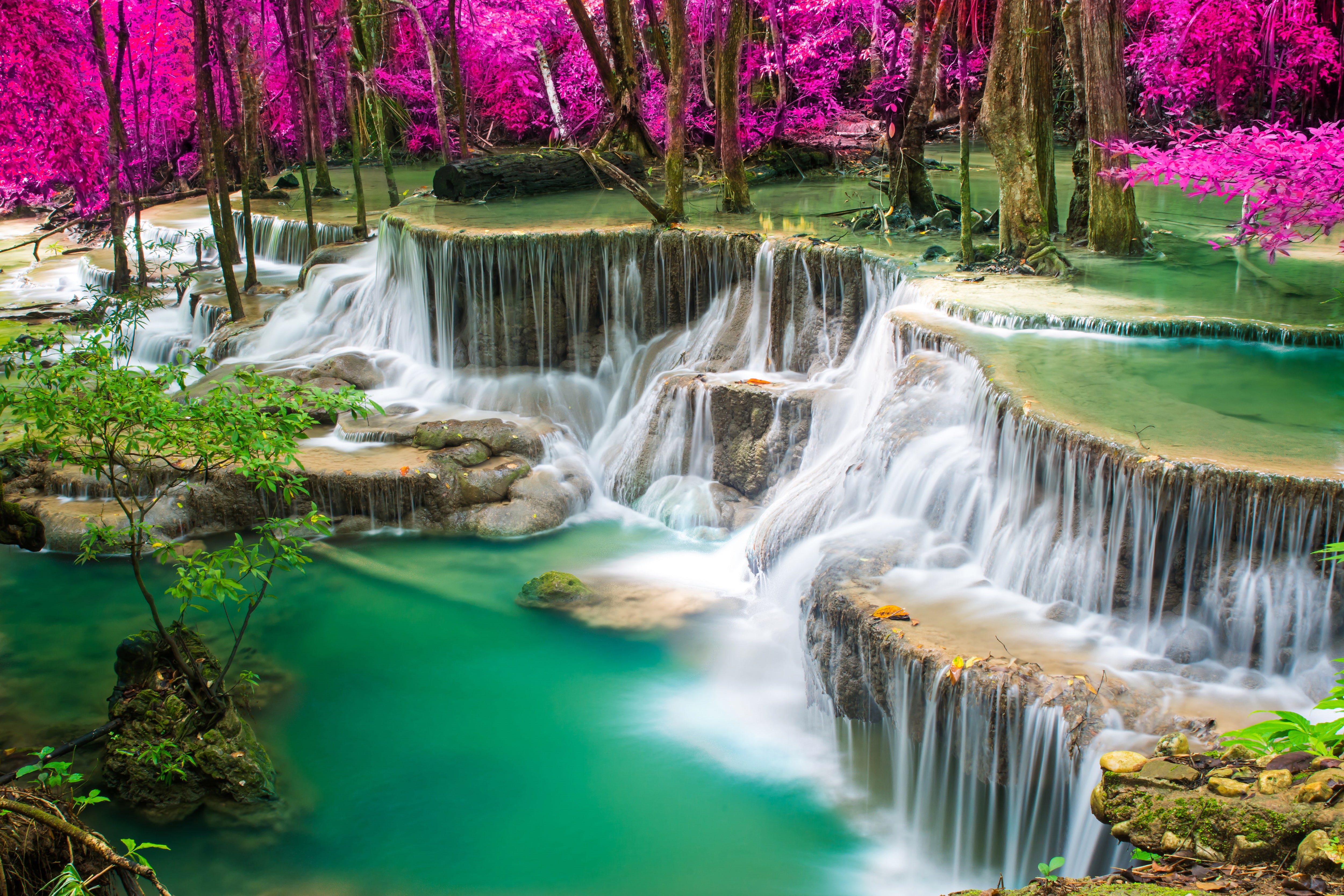 waterfall, nature, 4K, HD Wallpaper