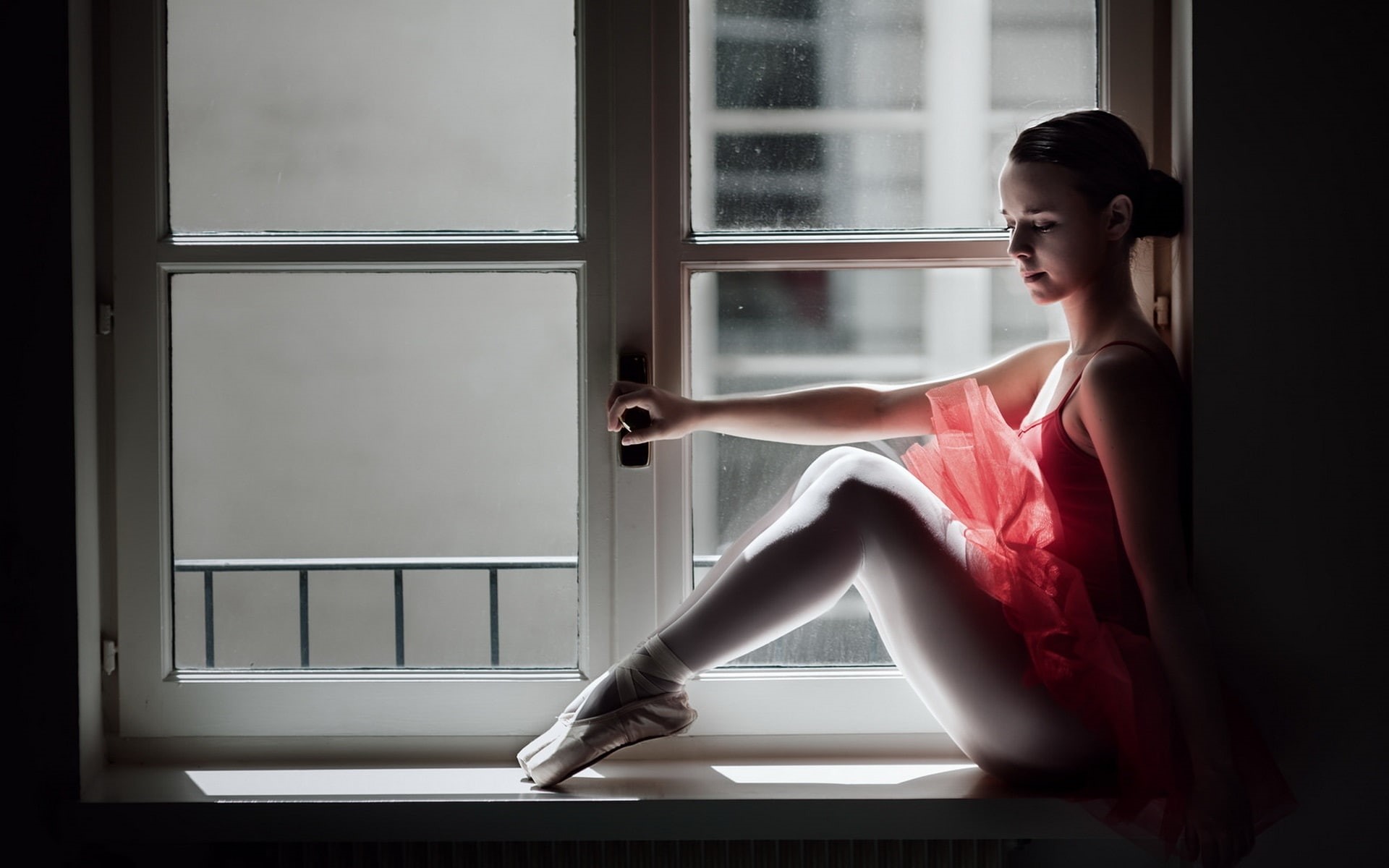 Sit, 1080P, Ballerina, Side, Window, HD Wallpaper