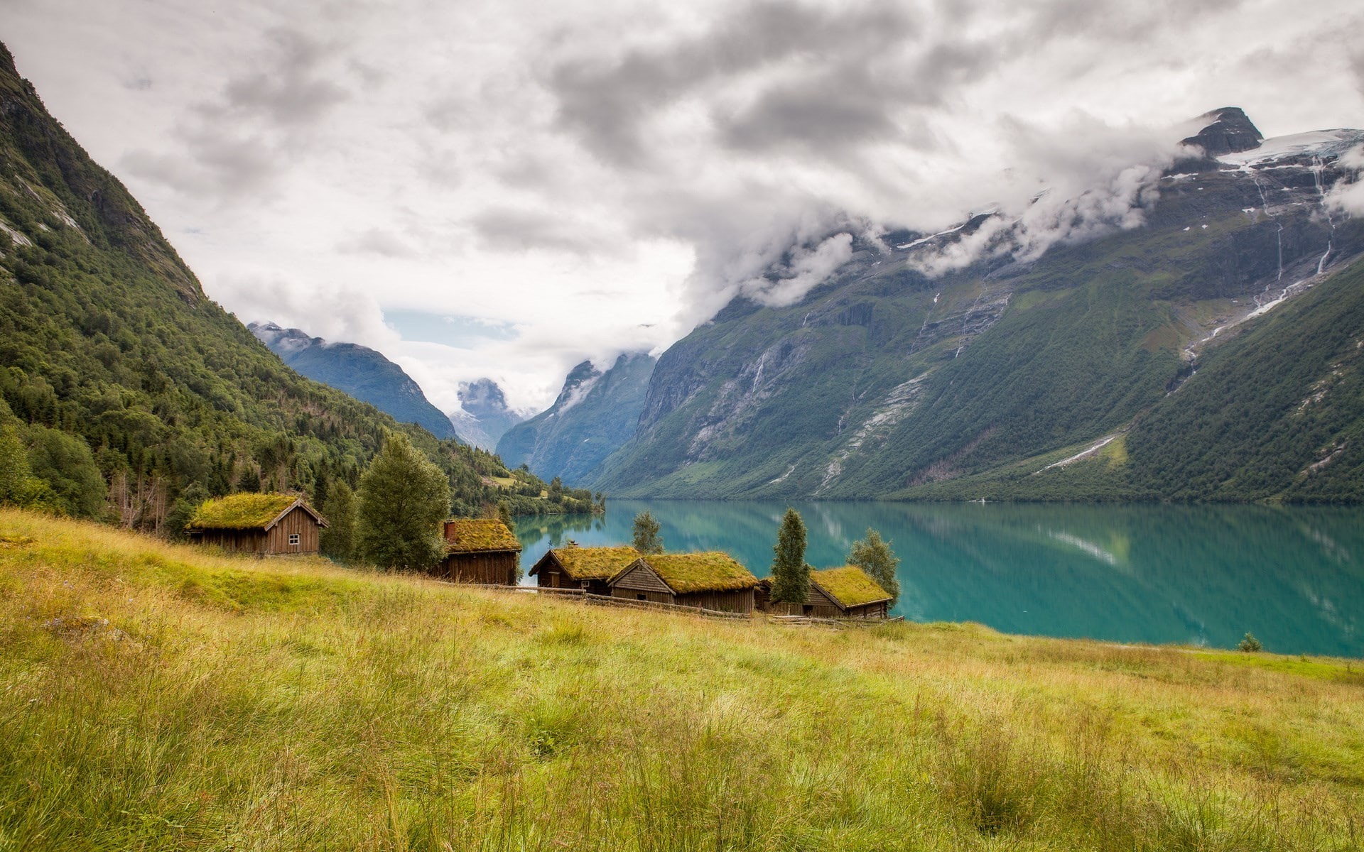 grass, 1080P, mountain range, computer background  nature beauty 1920x1200, scenics - nature, no people, plant, outdoors, cloud - sky, land, beauty in nature, HD Wallpaper