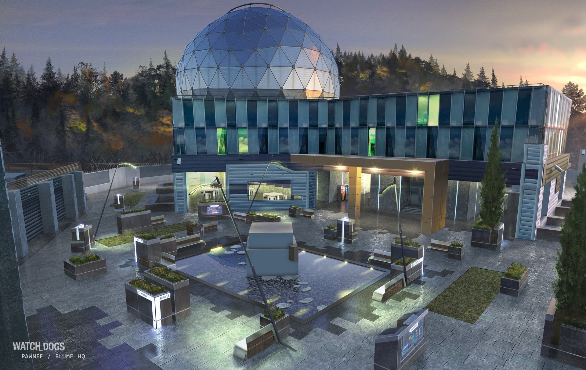 blume, the building, 1080P, Watch Dogs - environments, forest, the dome, HD Wallpaper