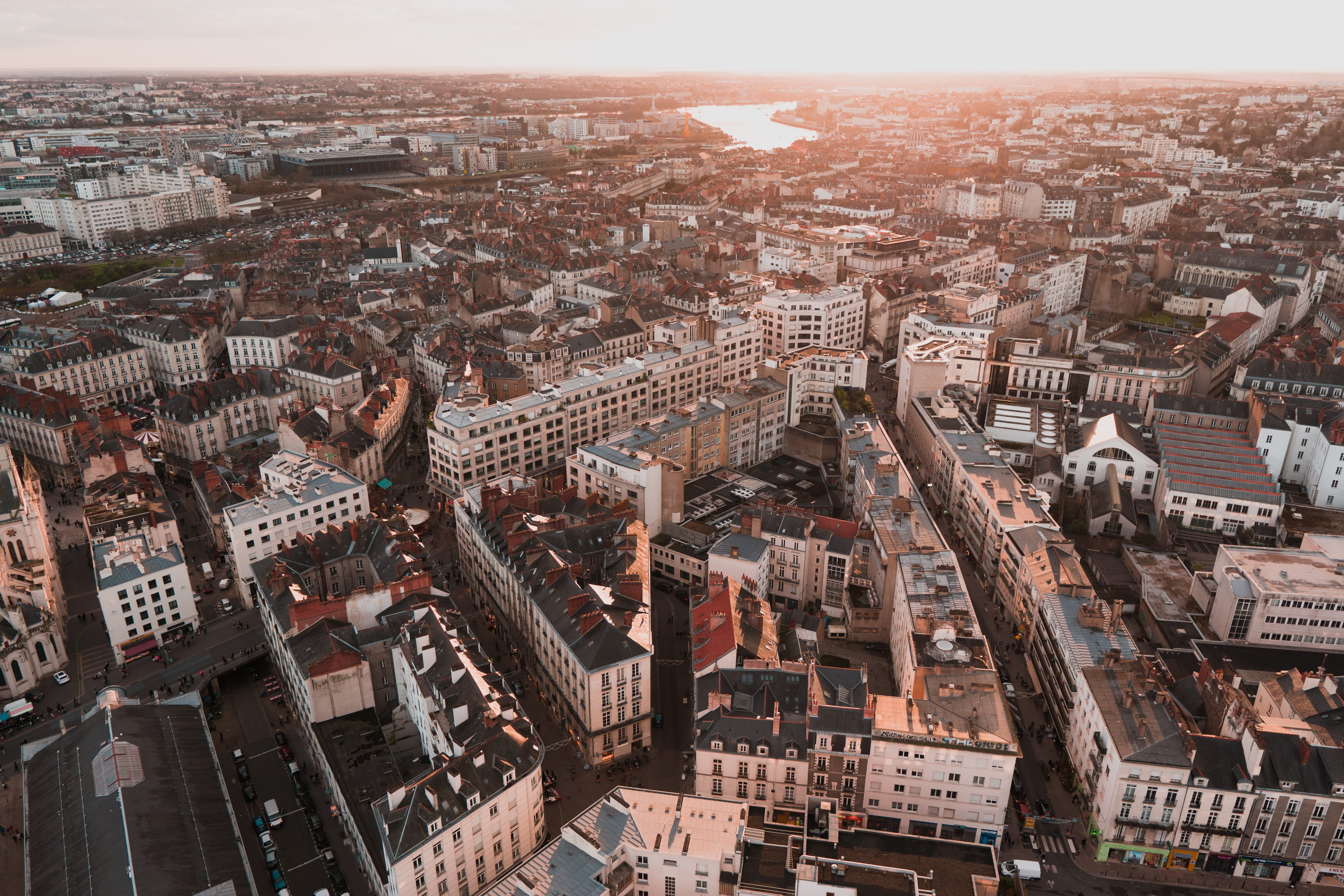 day, city life, crowded, loire, city, residential district, 5K, building, nid, travel destinations, nantes, sky, skyscraper, aerial view, atlantique, cityscape, HD Wallpaper