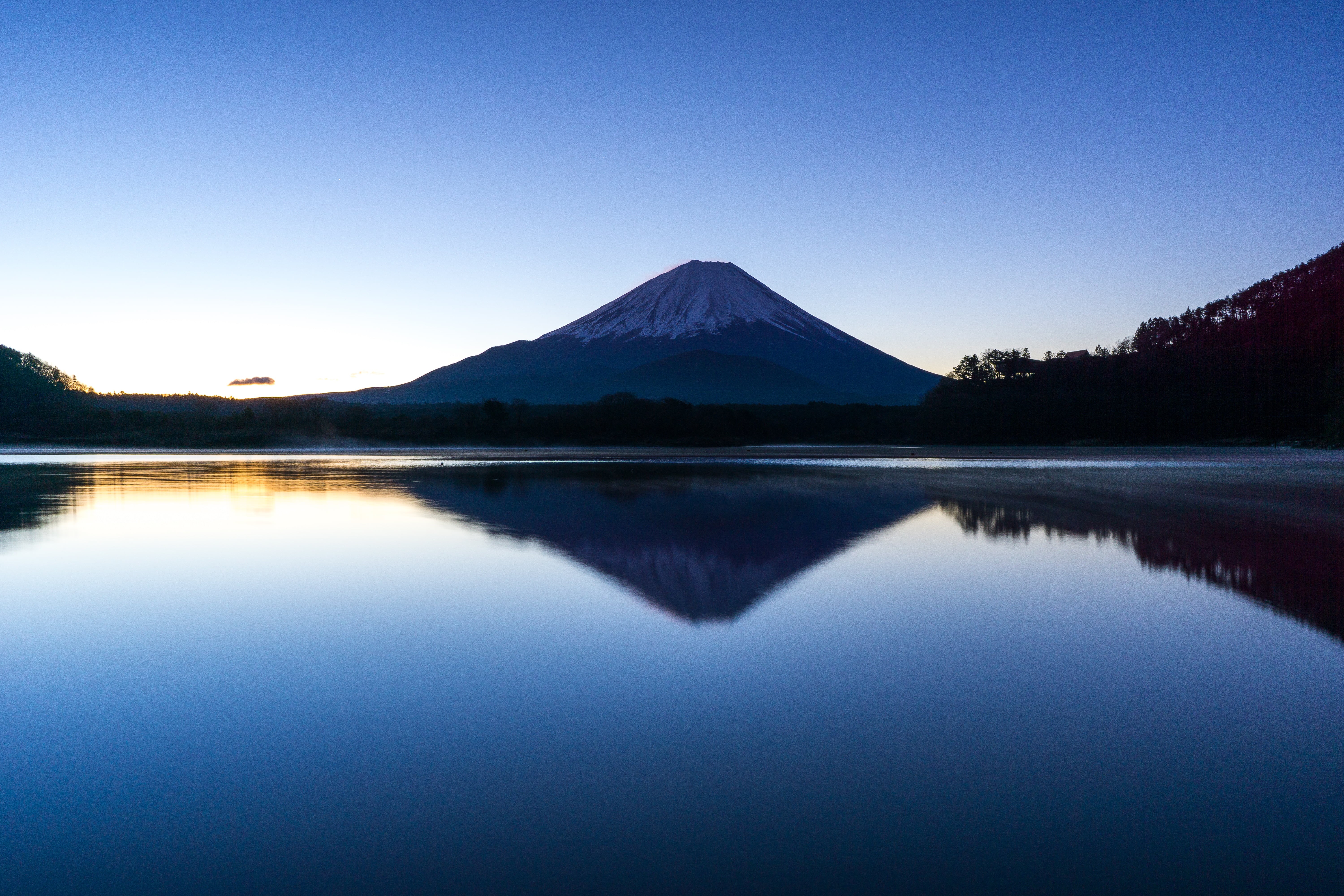 SEL20F28, mountain, パンケ, Morning of, 日本, World Heritage, 5K, Lake Shoji, Sony  α6000, silhouette, ILCE-6000, water, E-mount, 20mm, body, Mt.Fuji, lakes, HD Wallpaper