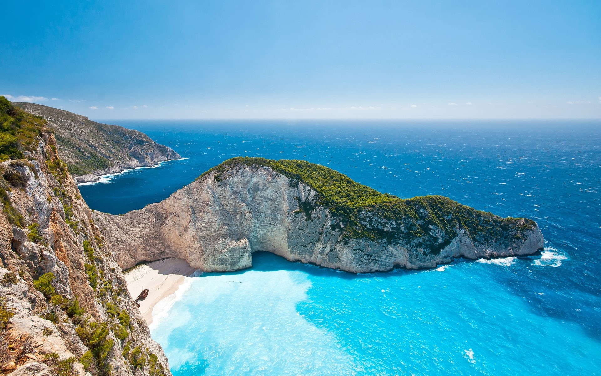 Sky, Scenery, Sea, Islands, 1080P, Greece, Summer, Ionian, Beautiful, Sunlight, HD Wallpaper