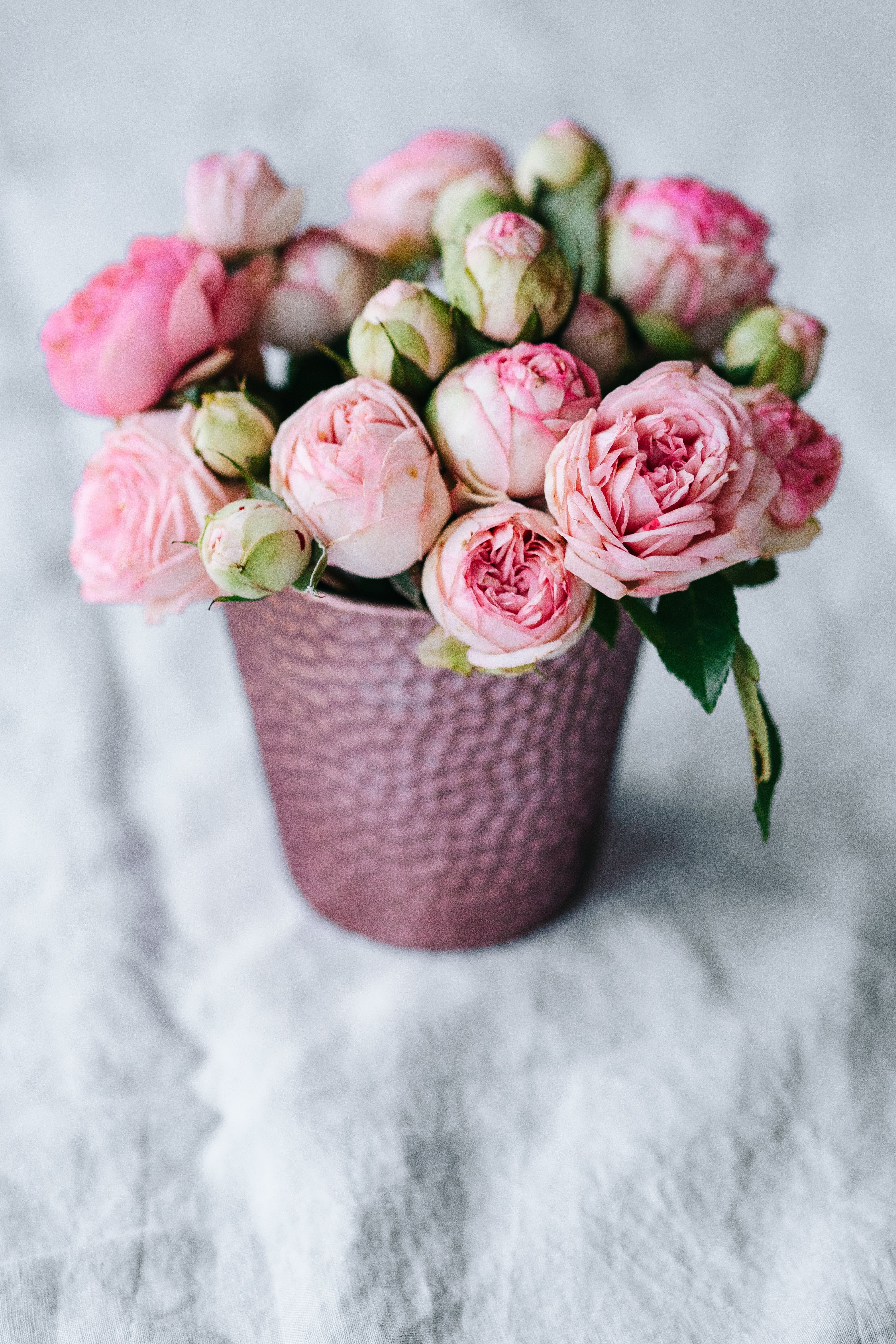 high angle view, freshness, decoration, flowers, plant, Pink, rose, romance, bouquet, beauty in nature, flower head, indoors, inflorescence, flower arrangement, Phone HD Wallpaper