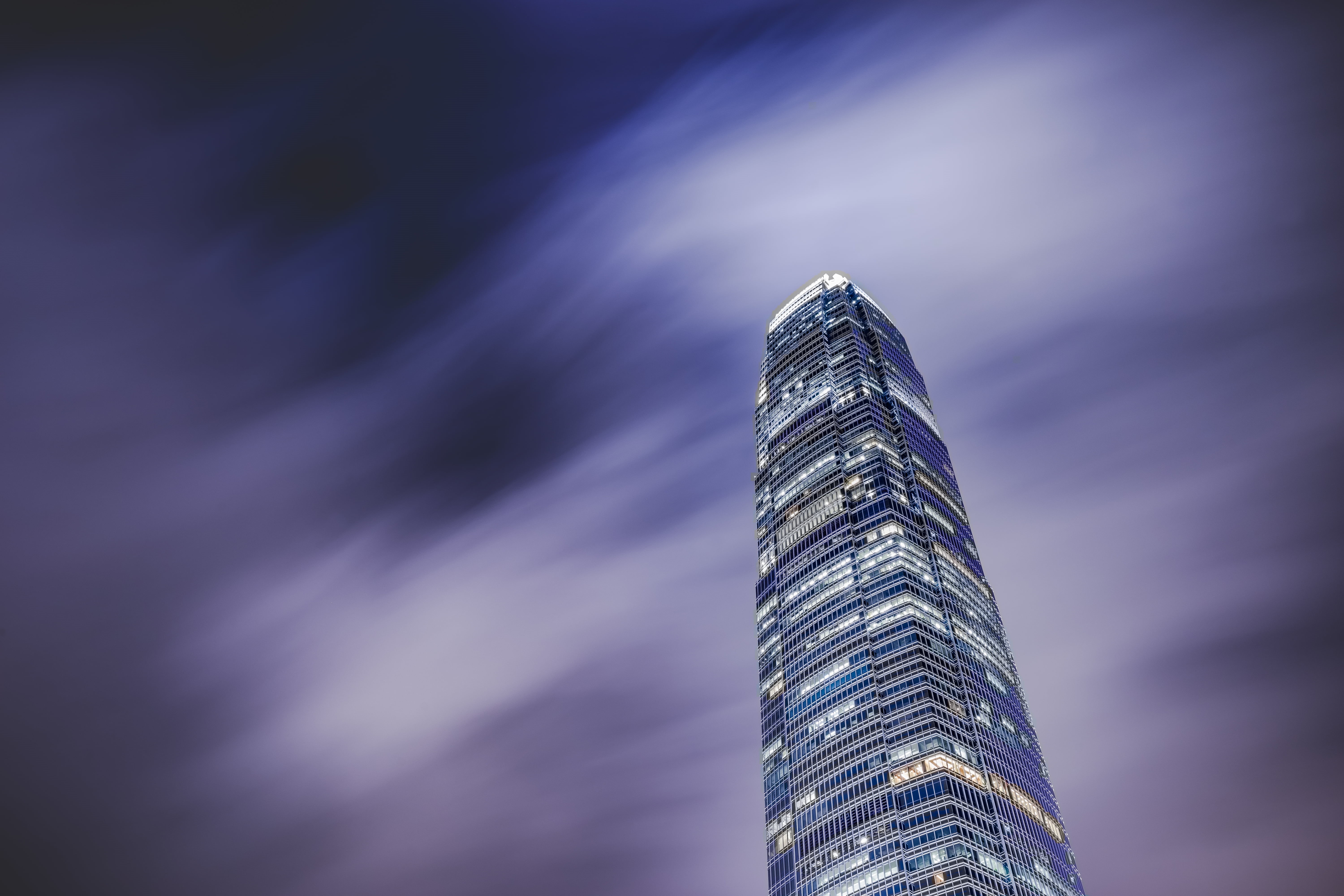 international, finance, Night photography, rise, IFC, low angle, kong, angle, 35mm, low, 5K, OSS, International Finance Centre, high-rise building, hong, HD Wallpaper
