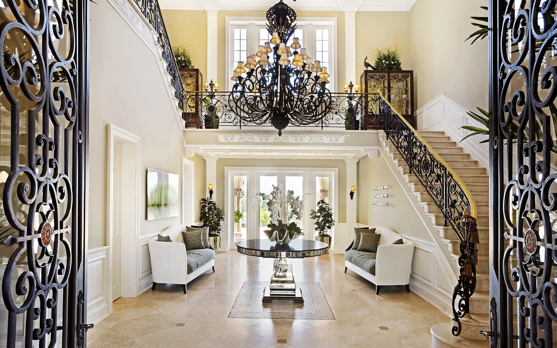 villy, home interior, ornate, flooring, door, elegance, brown, stair, entrance, luxury, domestic room, indoors, case, built structure, stairs, staircase, HD Wallpaper