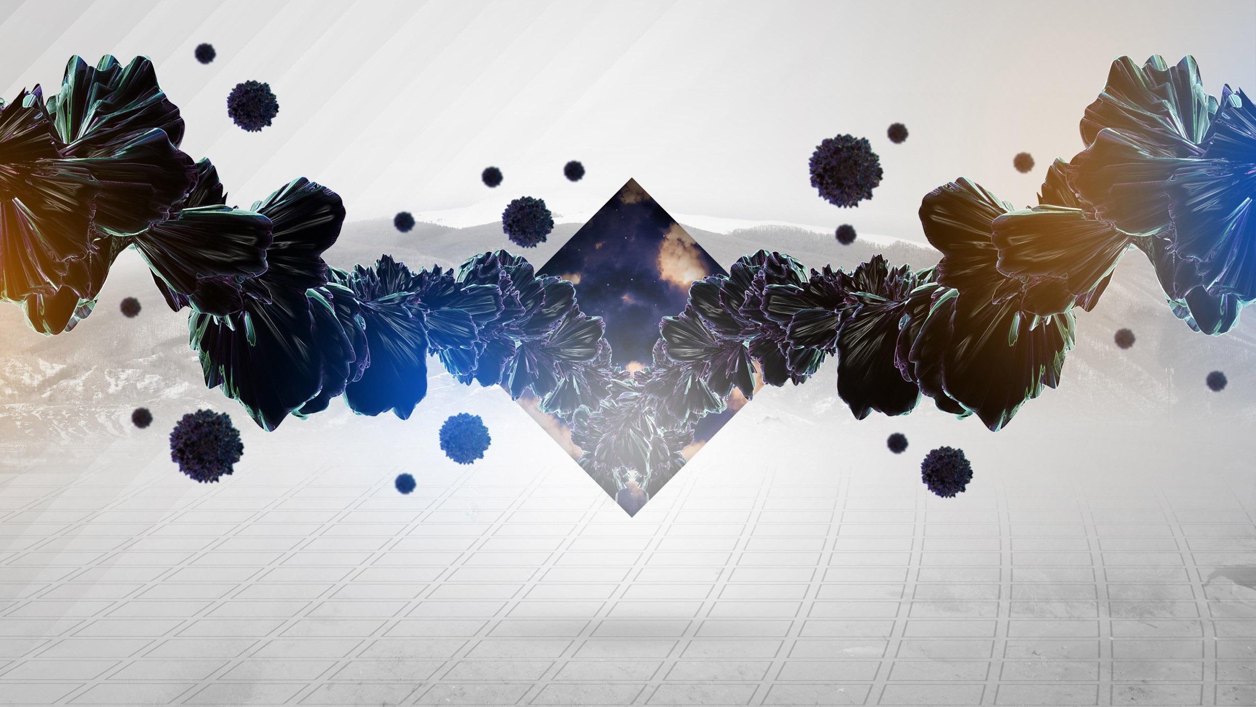 white, 2K, 2560x1440, blue, digital art, painting, abstract, black, illuminati, HD Wallpaper