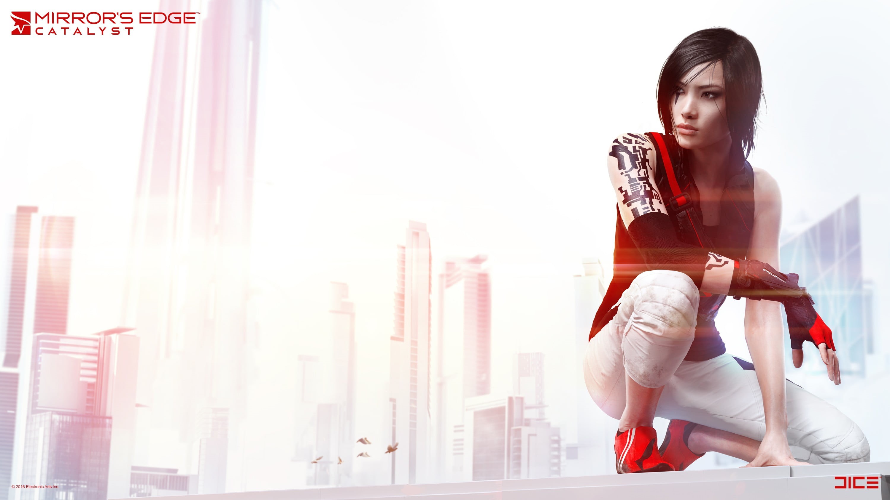leisure activity, PC gaming, beautiful woman, window, real people, Mirrors Edge Catalyst, contemplation, hairstyle, front view, Mirrors Edge, one person, HD Wallpaper