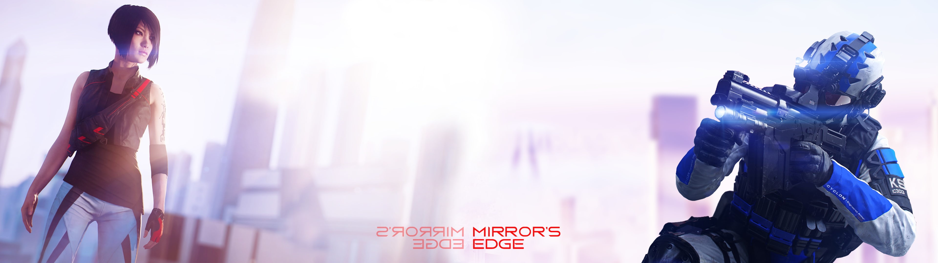 Mirrors Edge, nature, standing, digital composite, 4K, representation, creativity, adult, communication, Mirrors Edge Catalyst, human representation, dual monitors, HD Wallpaper