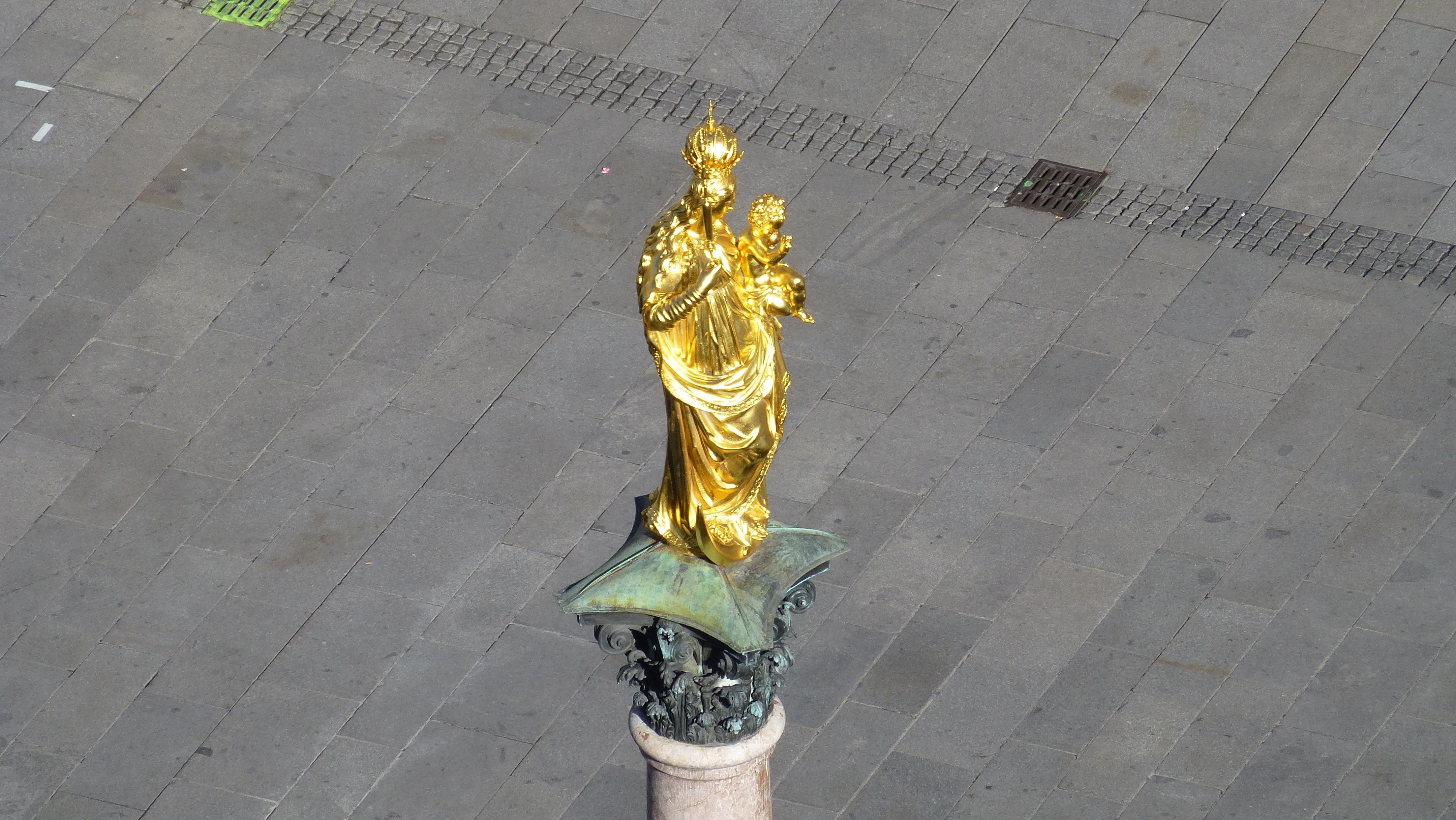 memorial, town hall, creativity, day, built structure, 4K, gold, marienplatz, marian column, architecture, travel destinations, brass, craft, state capital, HD Wallpaper