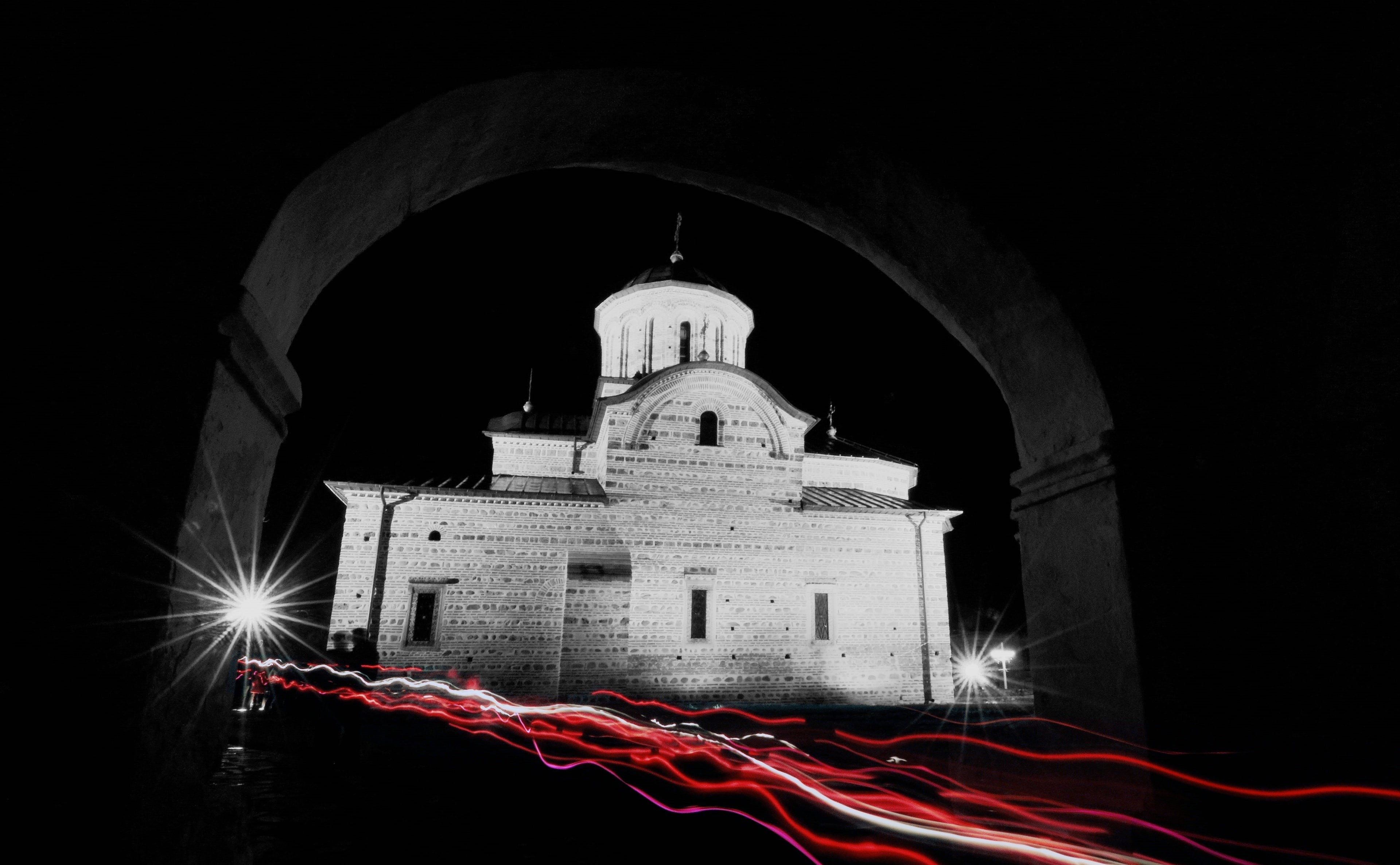 orthodoxy, orthodox, place of worship, arges, illuminated, Plan, arhitectura, brick, paste, bizantina, byzantine, muntenia, lumina, byzanz, Church, detaliu, HD Wallpaper