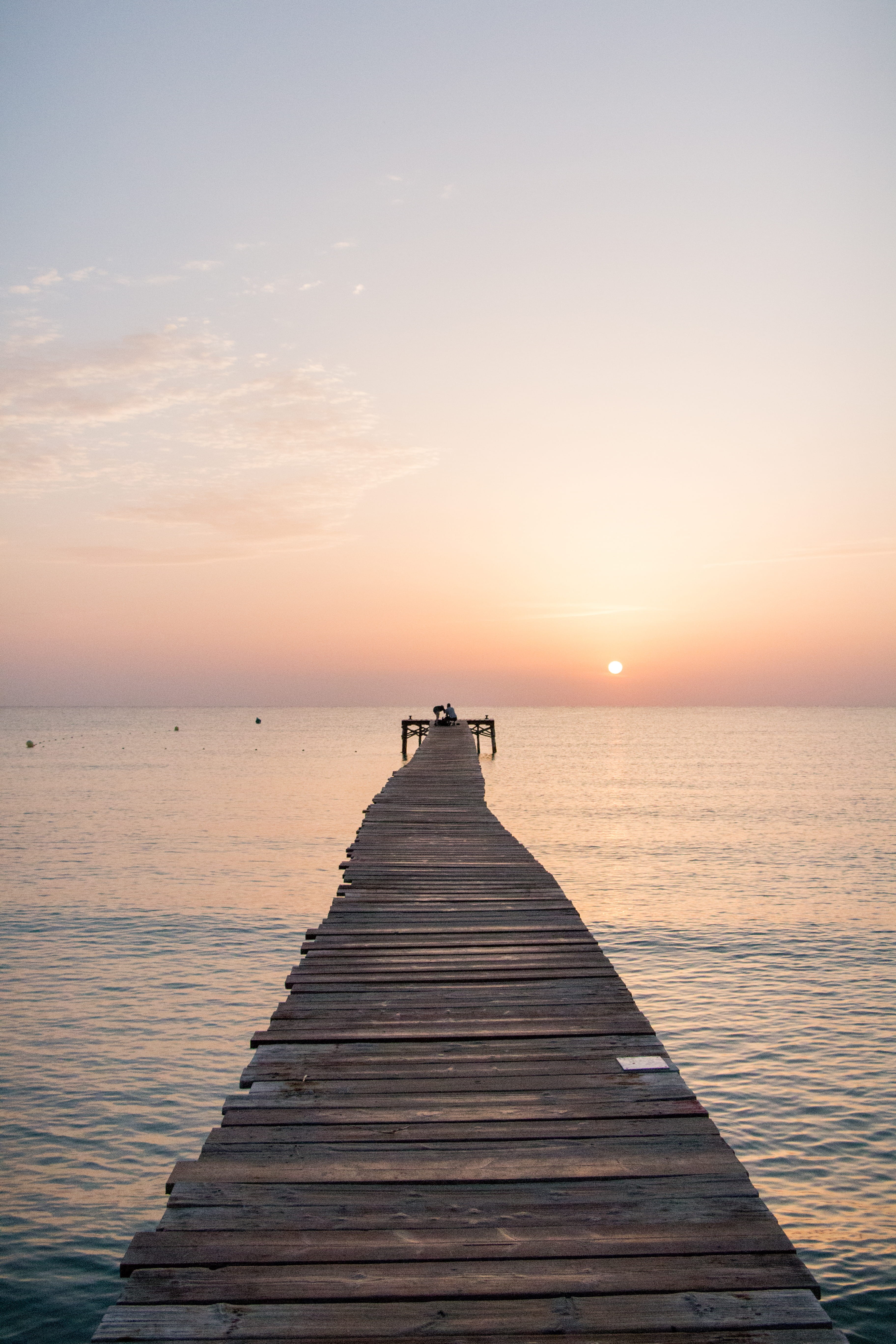 alcúdia, idyllic, sunset, the way forward, jetty, landscape, couplegoals, diminishing perspective, tranquil scene, sea, spain, horizon, sky, water, sunrise, Phone HD Wallpaper