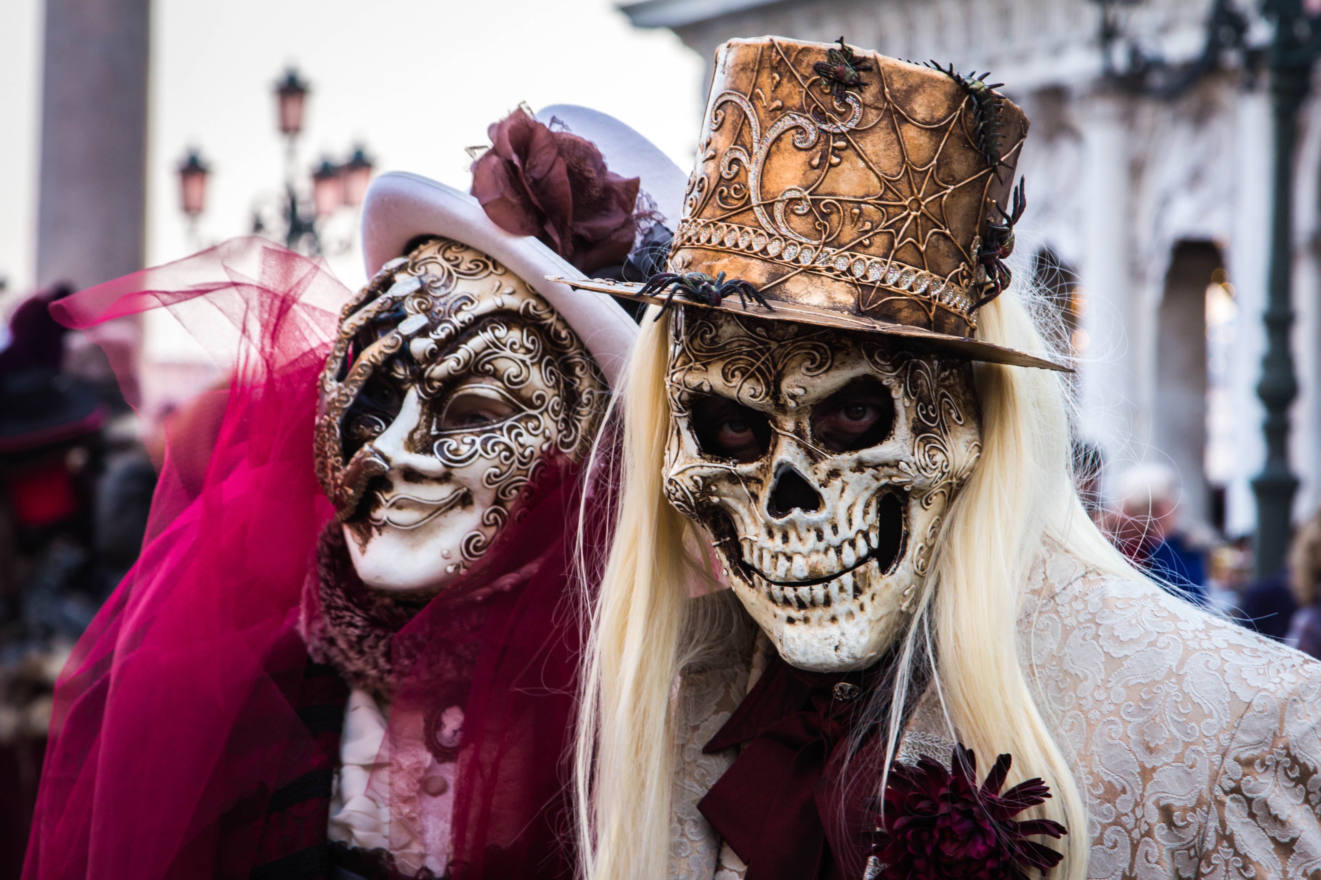 venetian, carnevale, canal, representation, horror, venice, italian, human body part, event, art and craft, photography, carnival - celebration event, tilt, HD Wallpaper