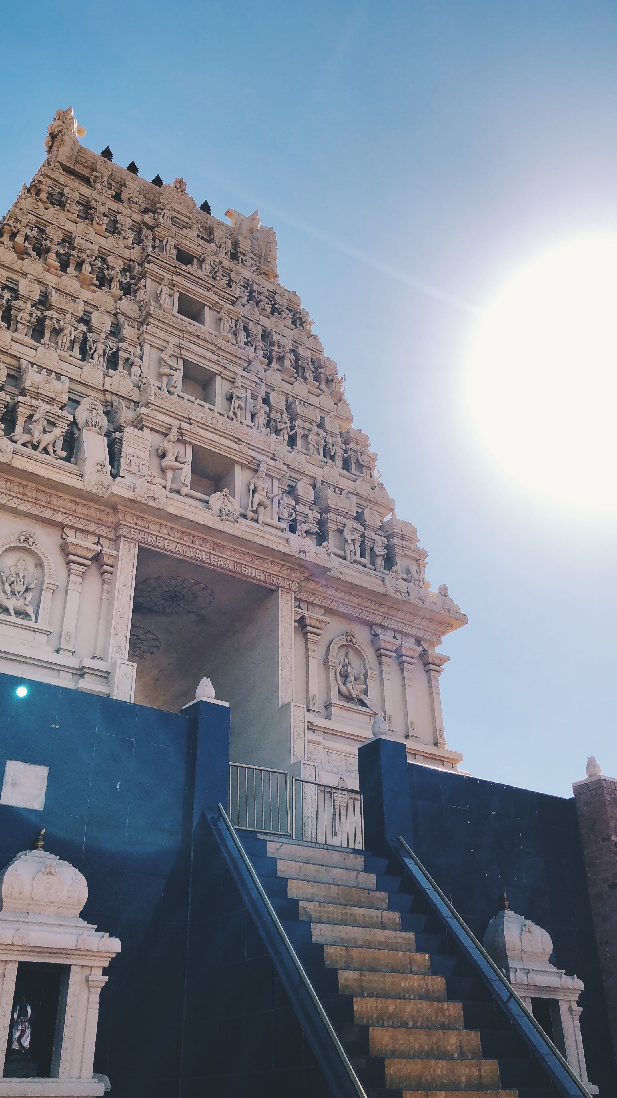 4K, bright, religion, sky, nature, sunbeam, pray, history, low angle view, building exterior, day, ancient civilization, staircase, ornate, sunny, built structure, Phone HD Wallpaper