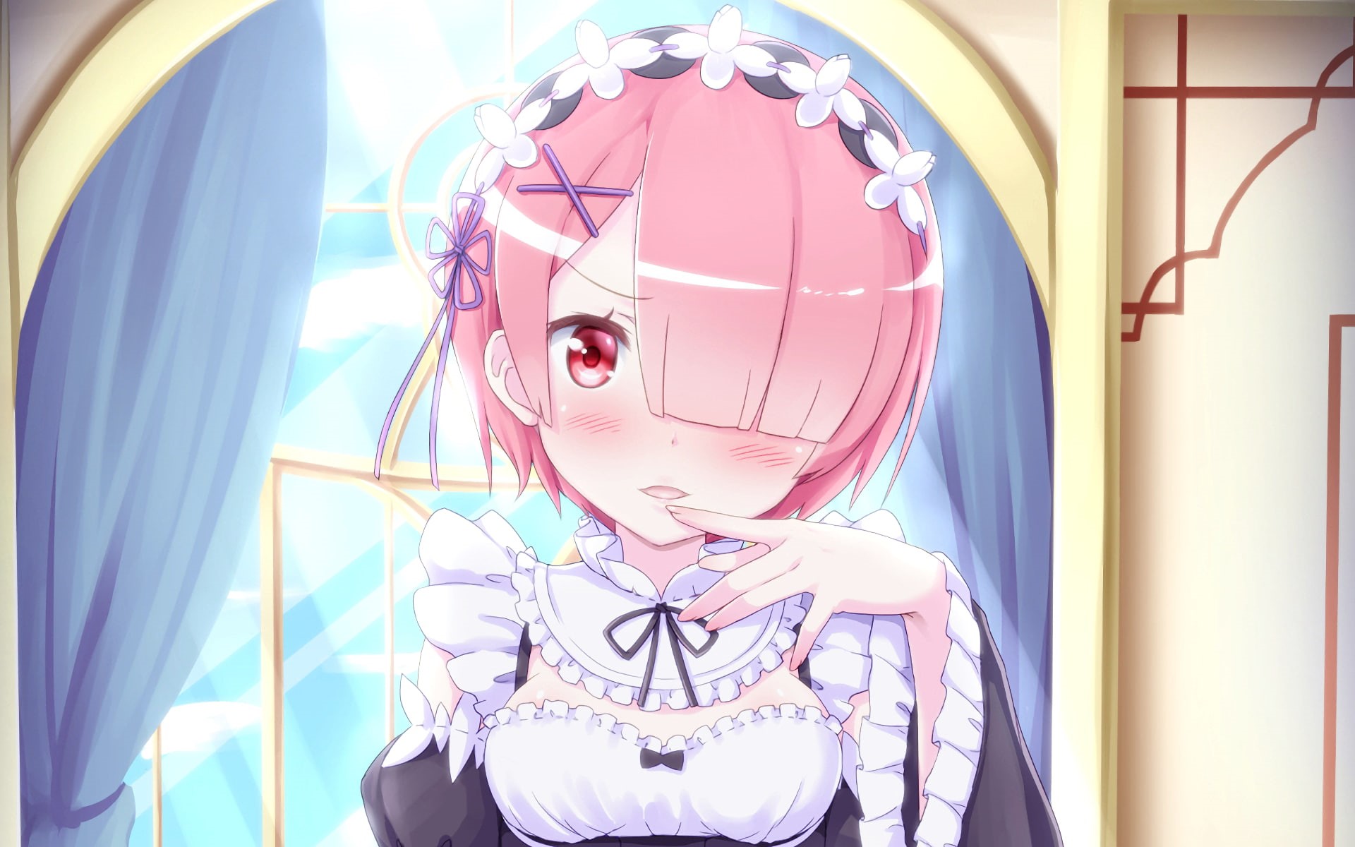 redhead, short hair, maid, Ram (Re: Zero), Re:Zero Kara Hajimeru Isekai Seikatsu, 1080P, HD Wallpaper